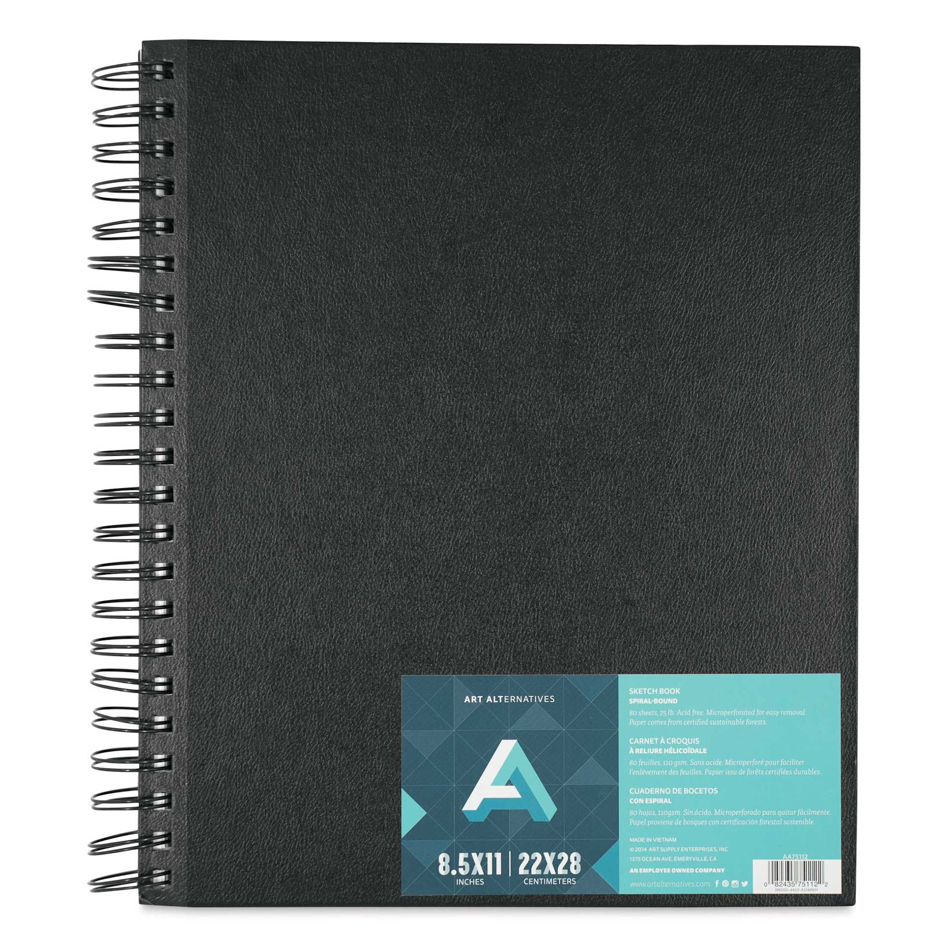 Art Alternatives Spiral-Bound Sketchbook - 80 Sheets, White, 8-1/2" x 11"