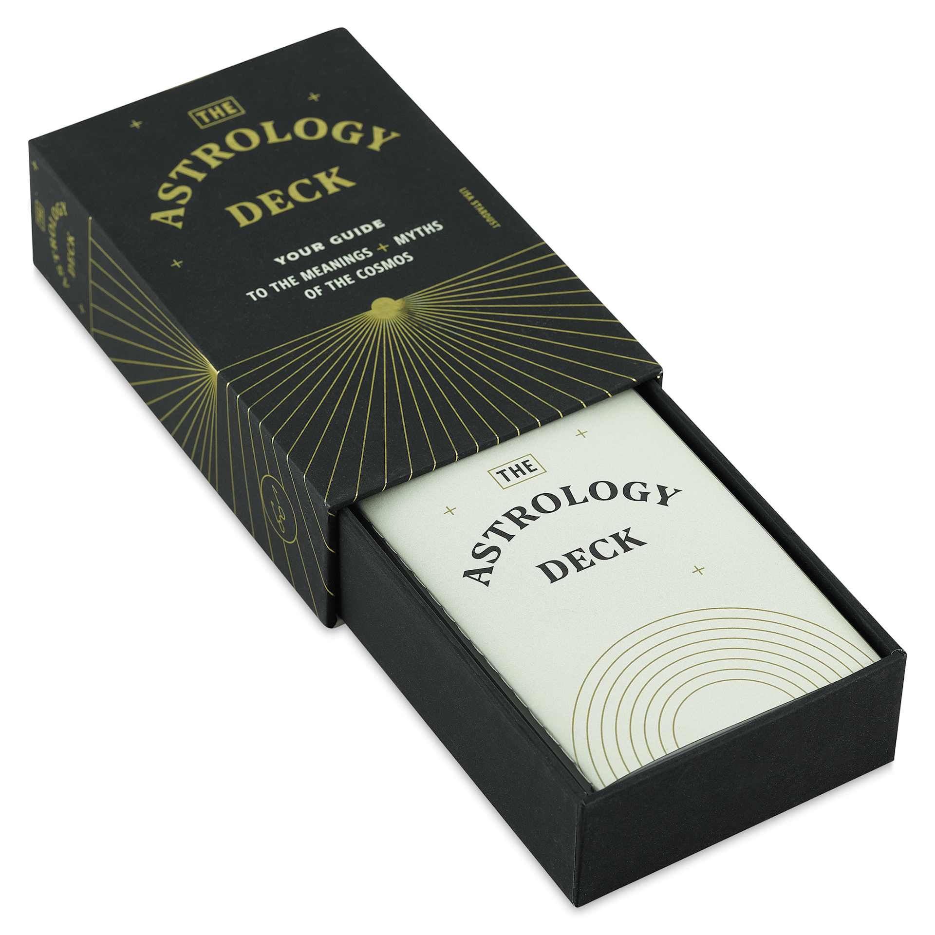 The Astrology Card Deck (cards in deck holder slid out from packaging, angled view)