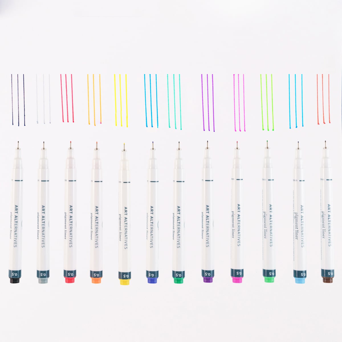 Art Alternatives Pigment Liner - Set of 12, Assorted Colors, .45 showing included colors