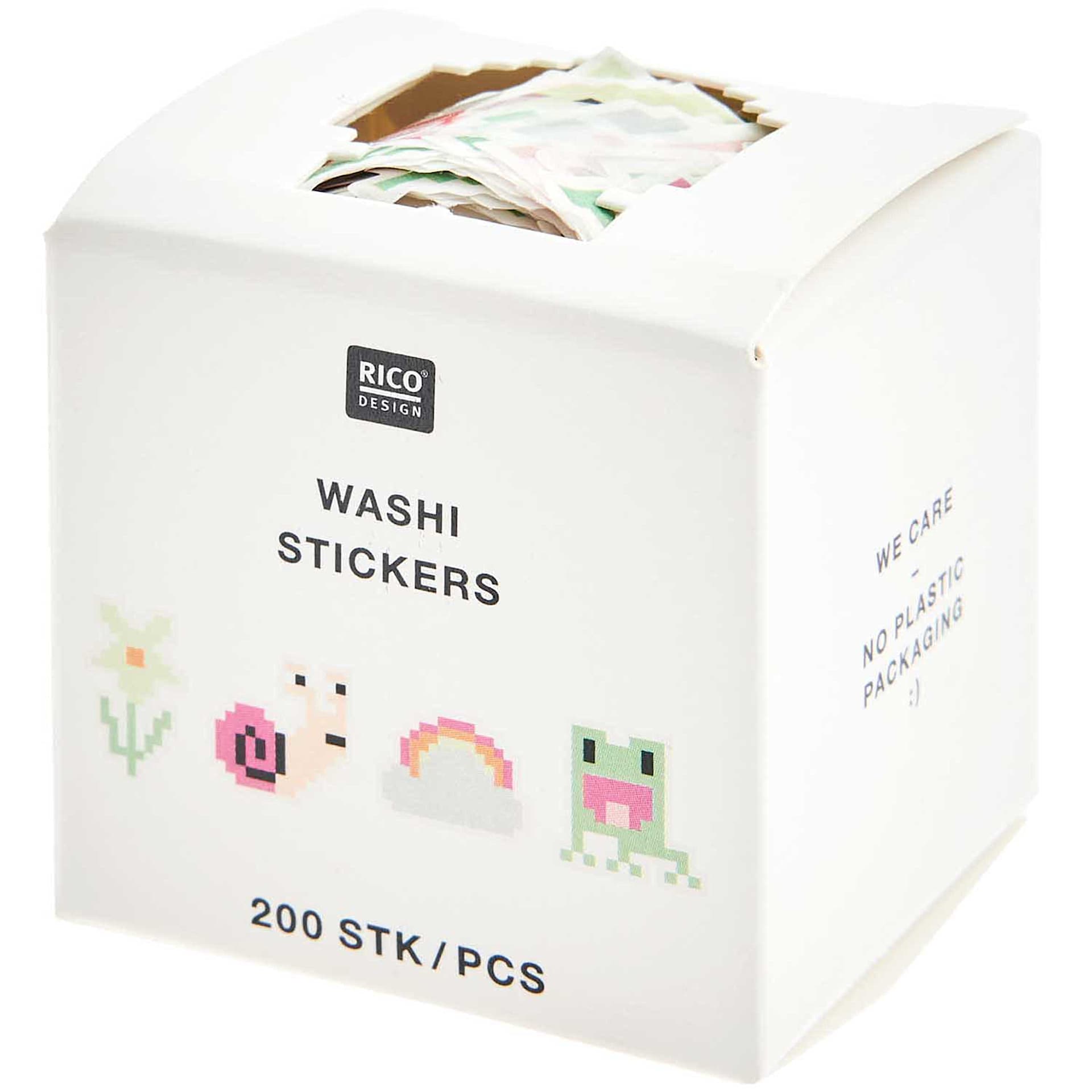 Rico Design Washi Sticker Rolls P.O.P. Displays Pixels - 16-Piece P.O.P. Display