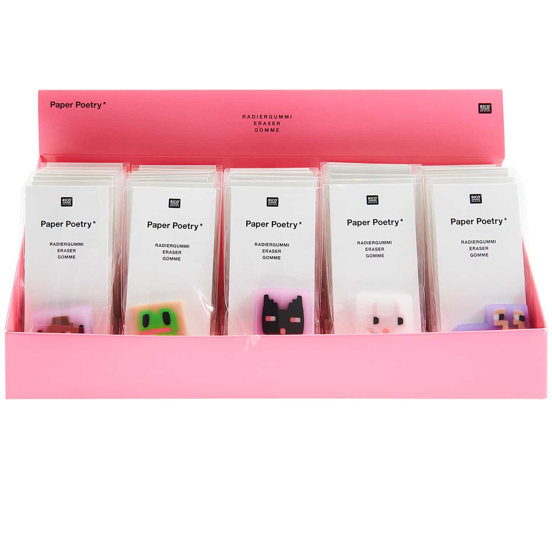 Rico Design Animal-Shaped Eraser P.O.P. Display 50-Piece P.O.P.