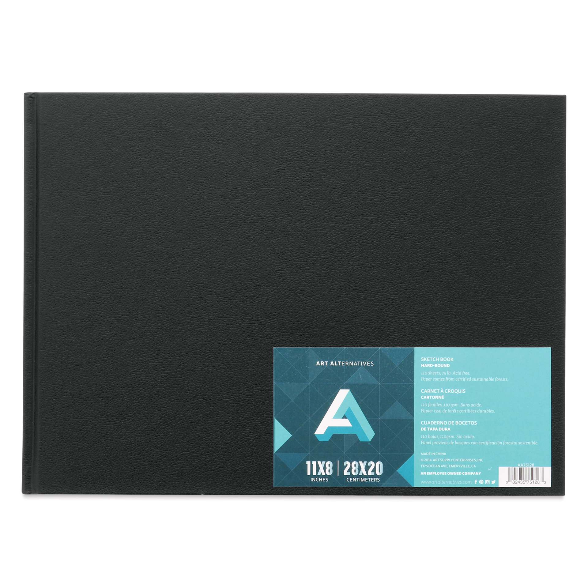 Art Alternatives Hard-Bound Sketchbook, Landscape, 110 Sheets, White, 11" x 8"