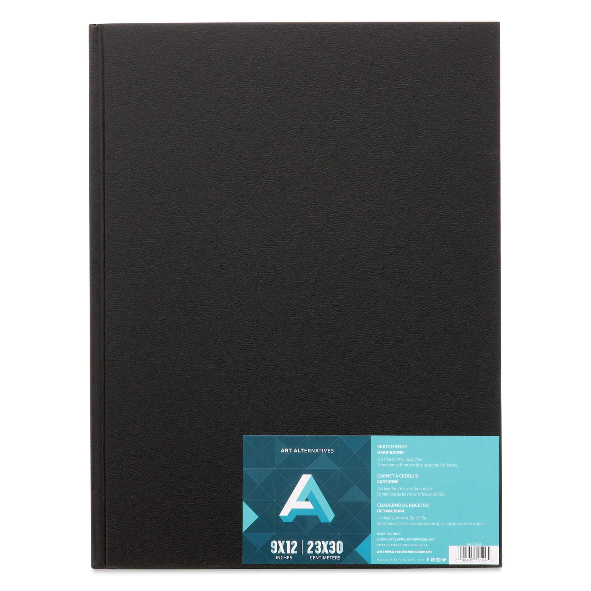 Art Alternatives Hard-Bound Sketchbook, 110 Sheets, White, 9" x 12"