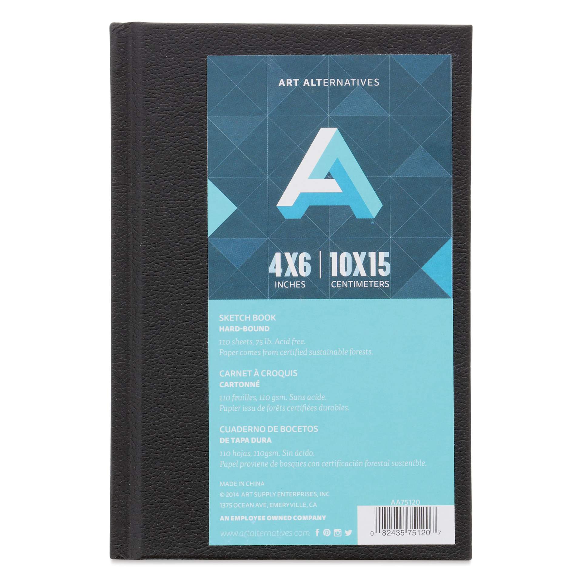 Art Alternatives Hard-Bound Sketchbook, 110 Sheets, White, 4" x 6"