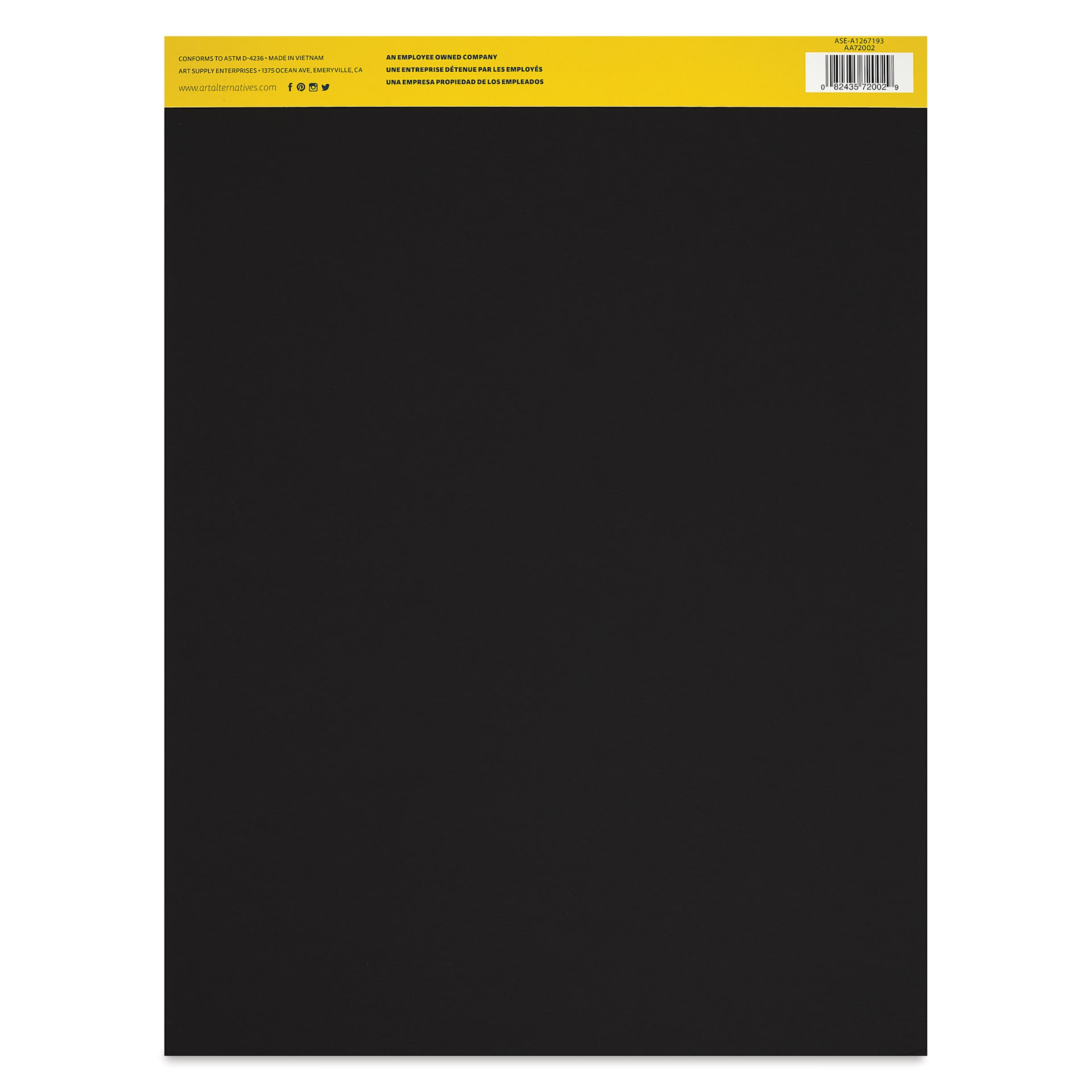 Art Alternatives Canvas Pad - White, 12" x 16", back of pad
