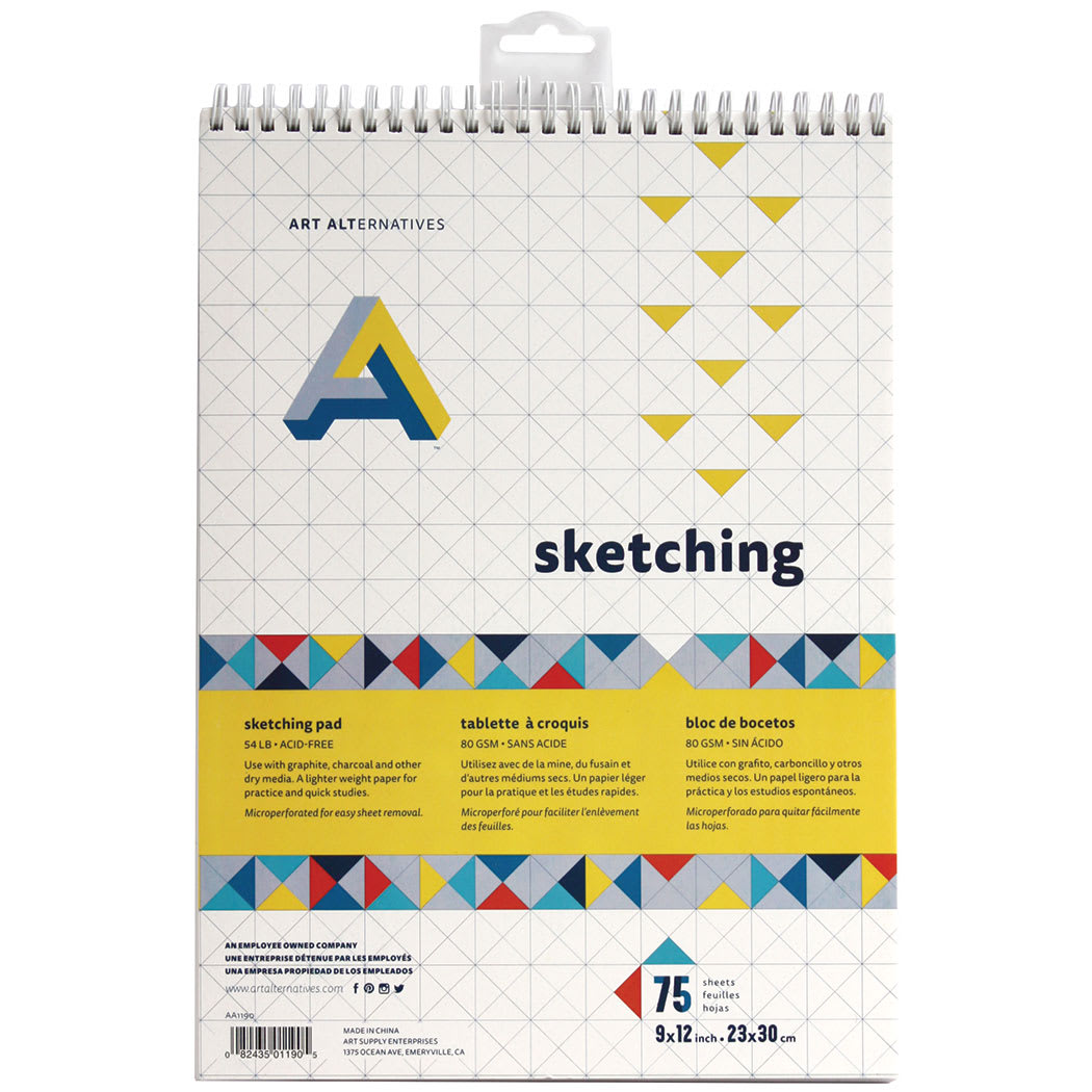 Art Alternatives Spiral Bound Sketch Pad - 75 Sheets, White, 9" x 12"