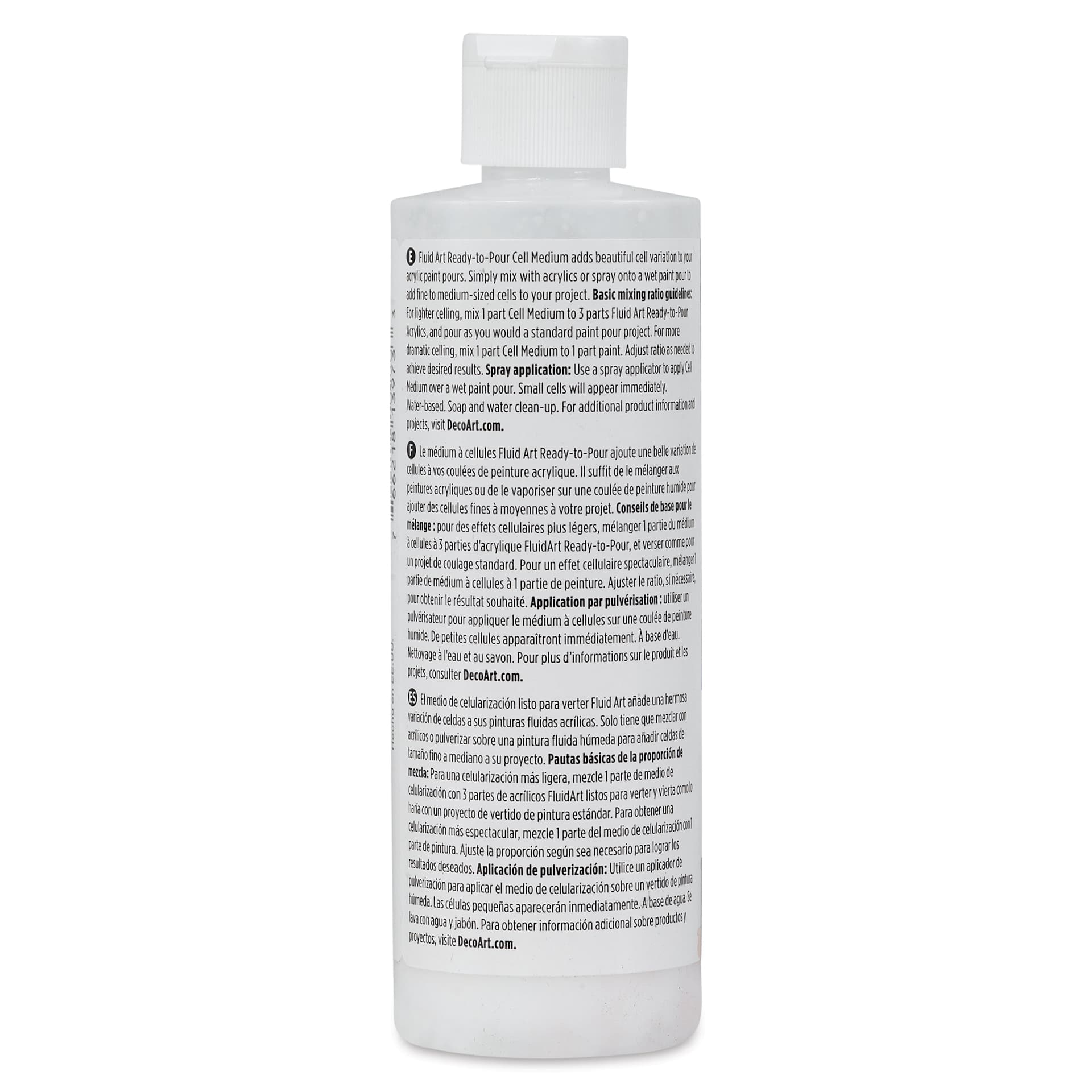 DecoArt Fluid Art Cell Medium - 8 oz (Back of bottle)