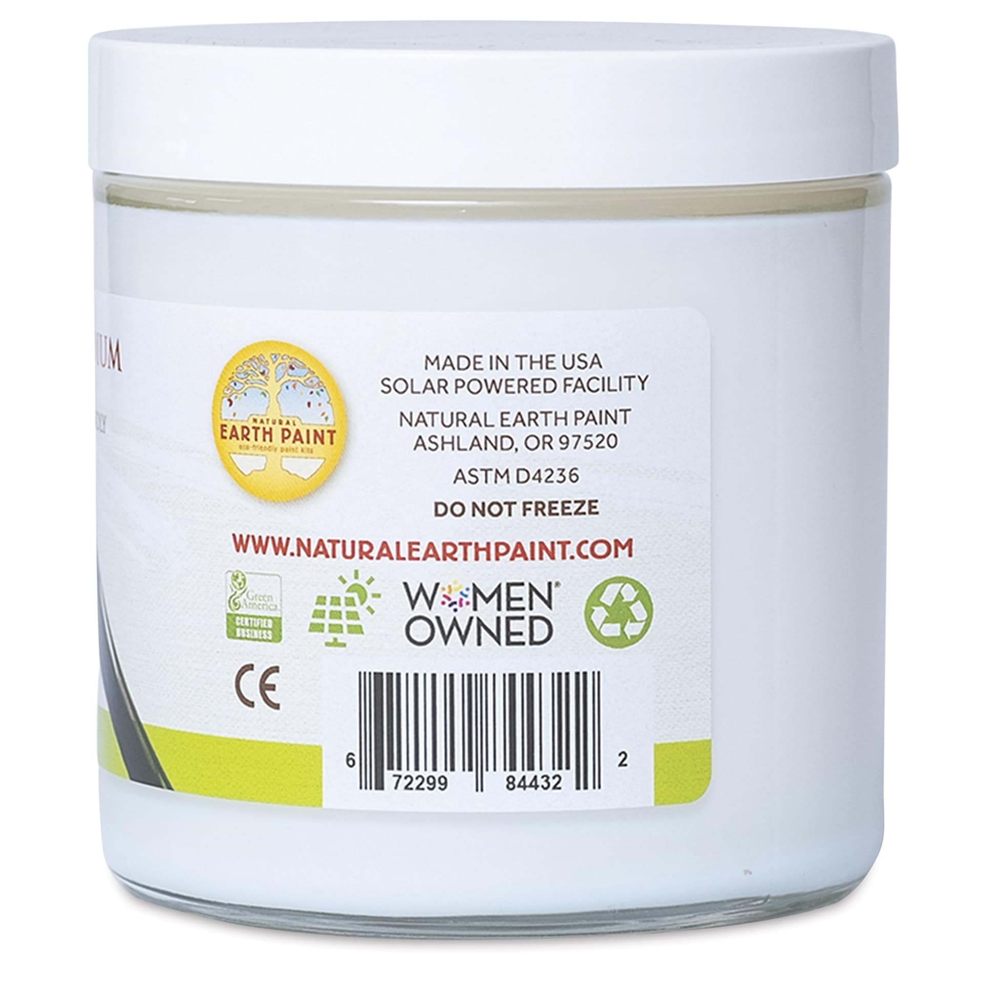 Natural Earth Paint Natural Acrylik Medium - 16 oz Glass Jar, back view