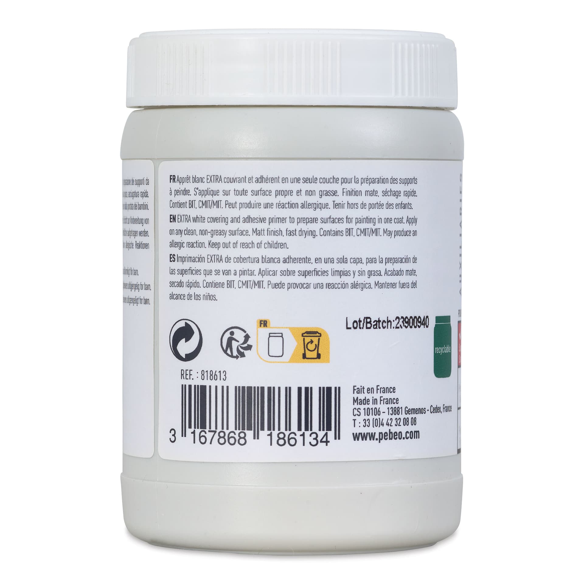 Pebeo Studio Green Gesso - One Coat White, 225 ml back