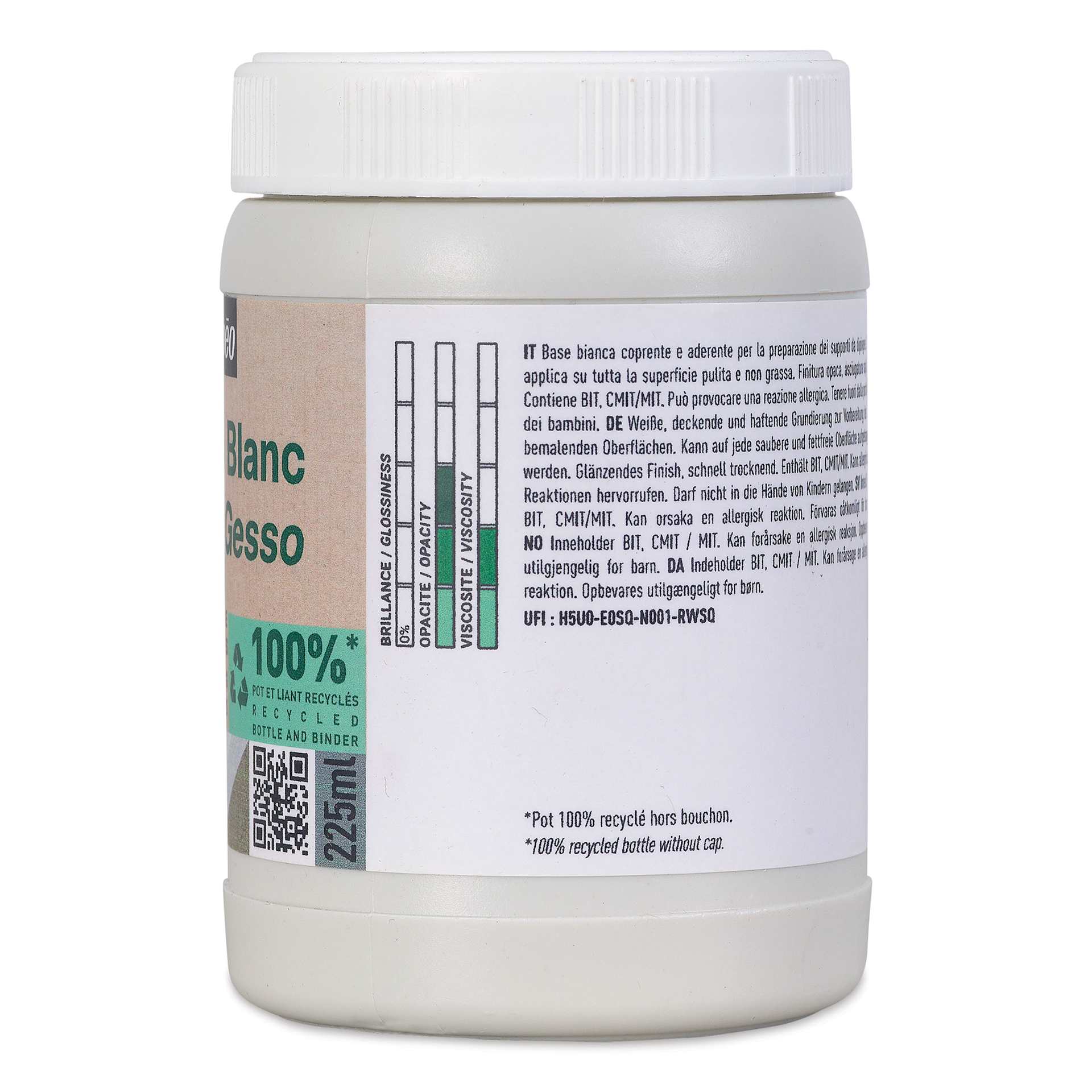 Pebeo Studio Green Gesso - White, 225 ml side view