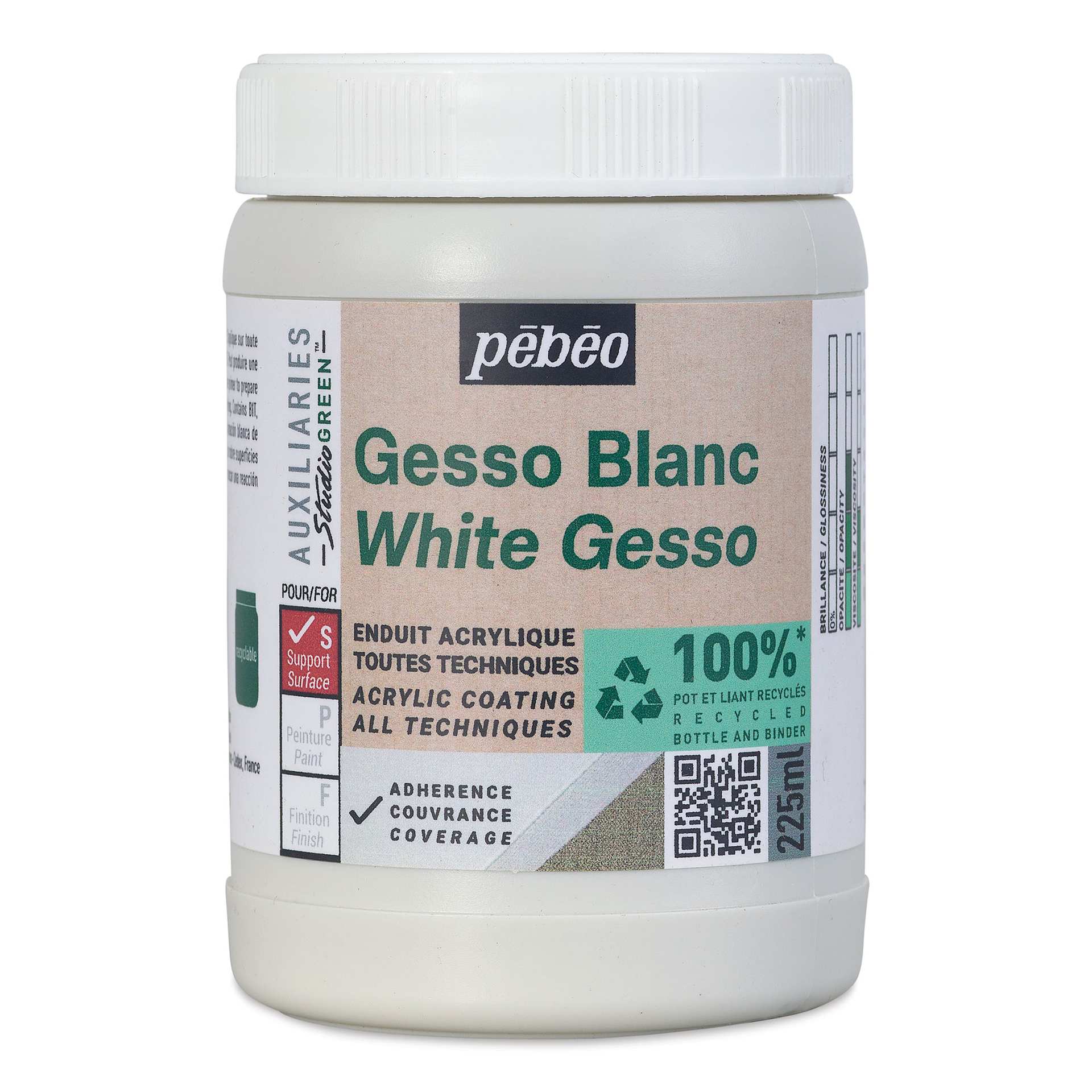 Pebeo Studio Green Gesso - White, 225 ml