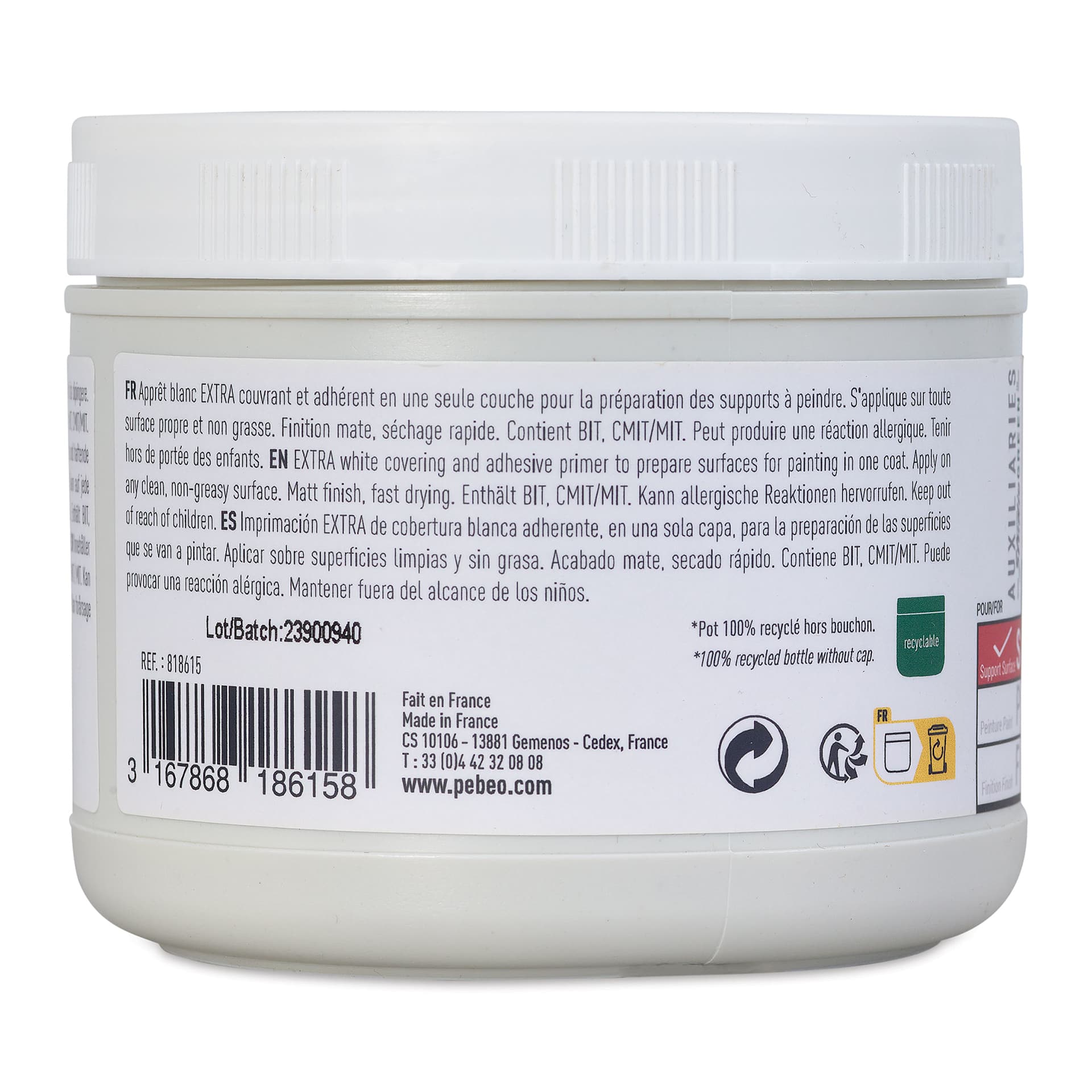 Pebeo Studio Green Gesso - One Coat White, 475 ml back