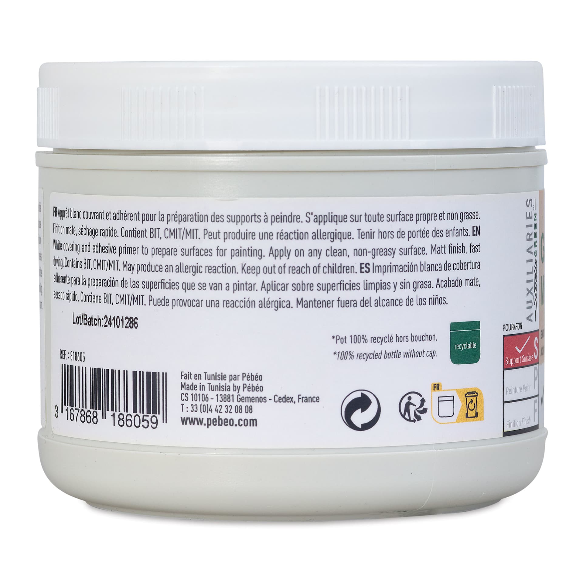 Pebeo Studio Green Gesso - White, 475 ml back