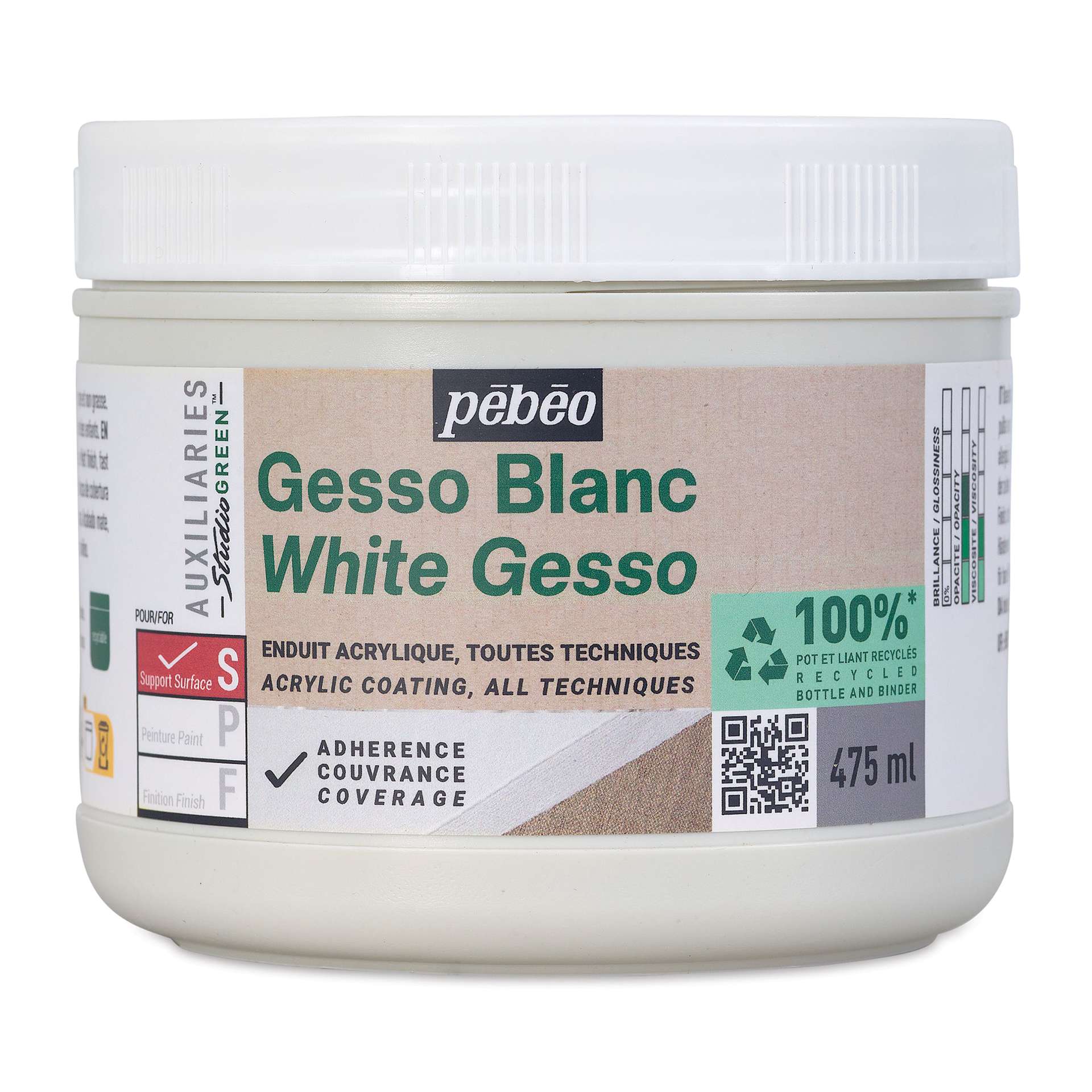 Pebeo Studio Green Gesso - White, 475 ml