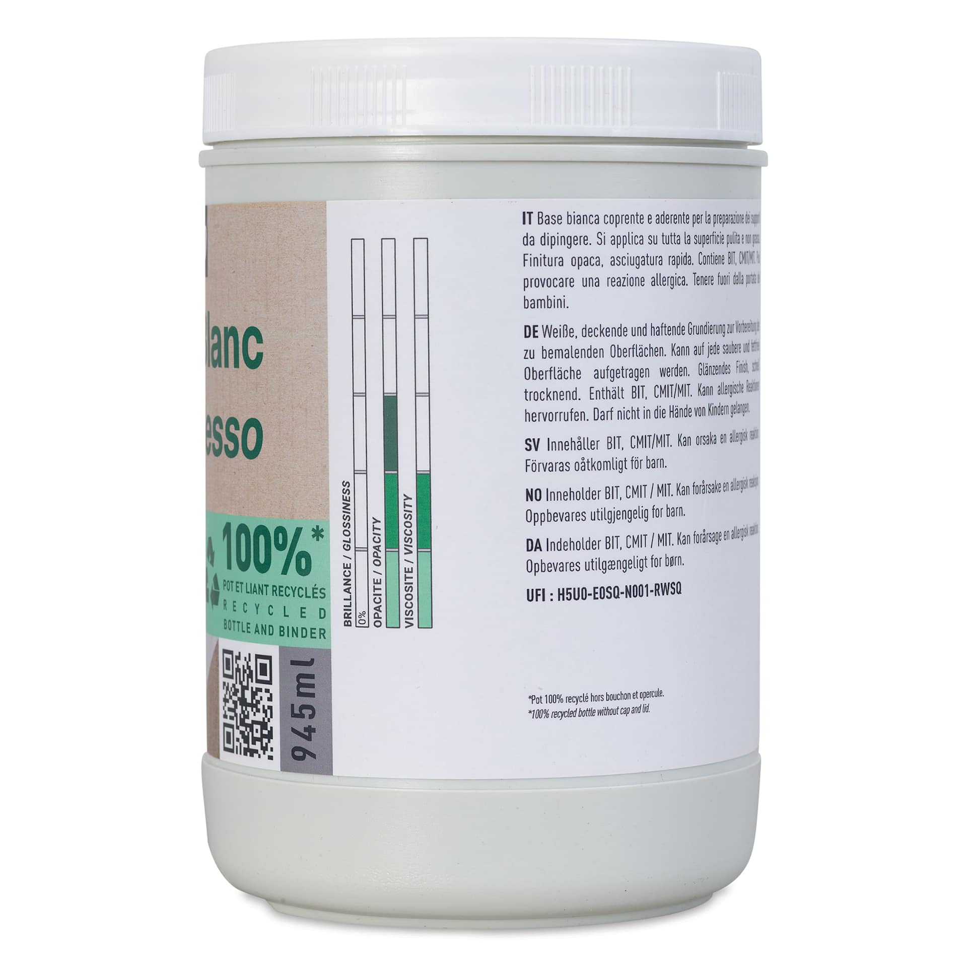 Pebeo Studio Green Gesso - White, 945 ml side view