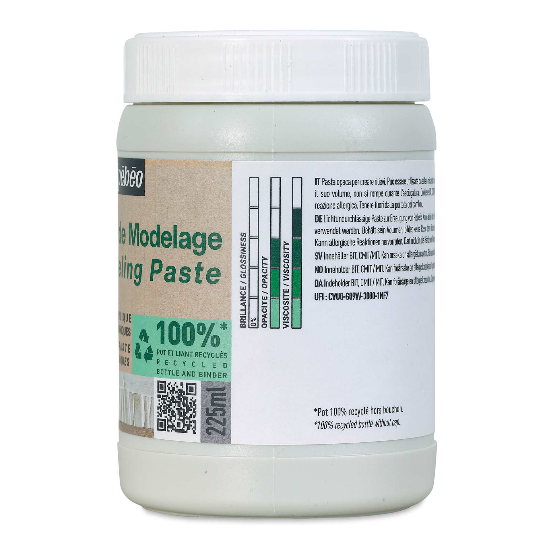 Pebeo Studio Green Modeling Paste - 225 ml side view
