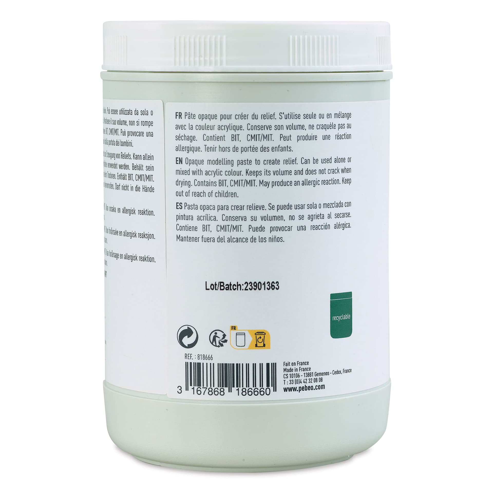 Pebeo Studio Green Modeling Paste - 945 ml back