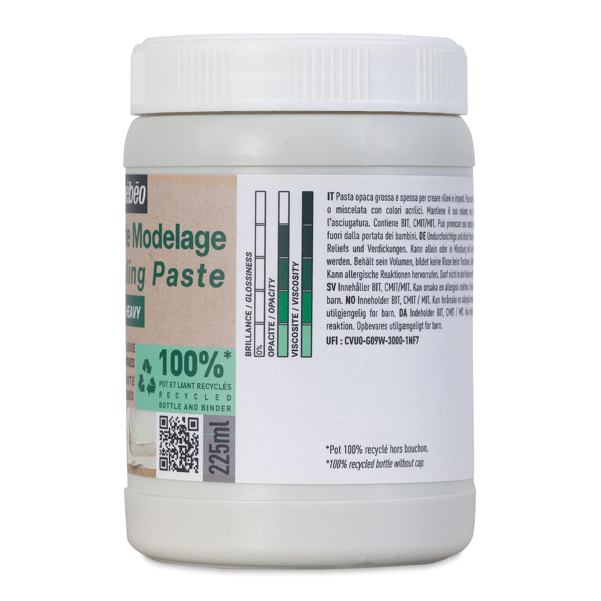 Pebeo Studio Green Modeling Paste - Heavy, 225 ml side view