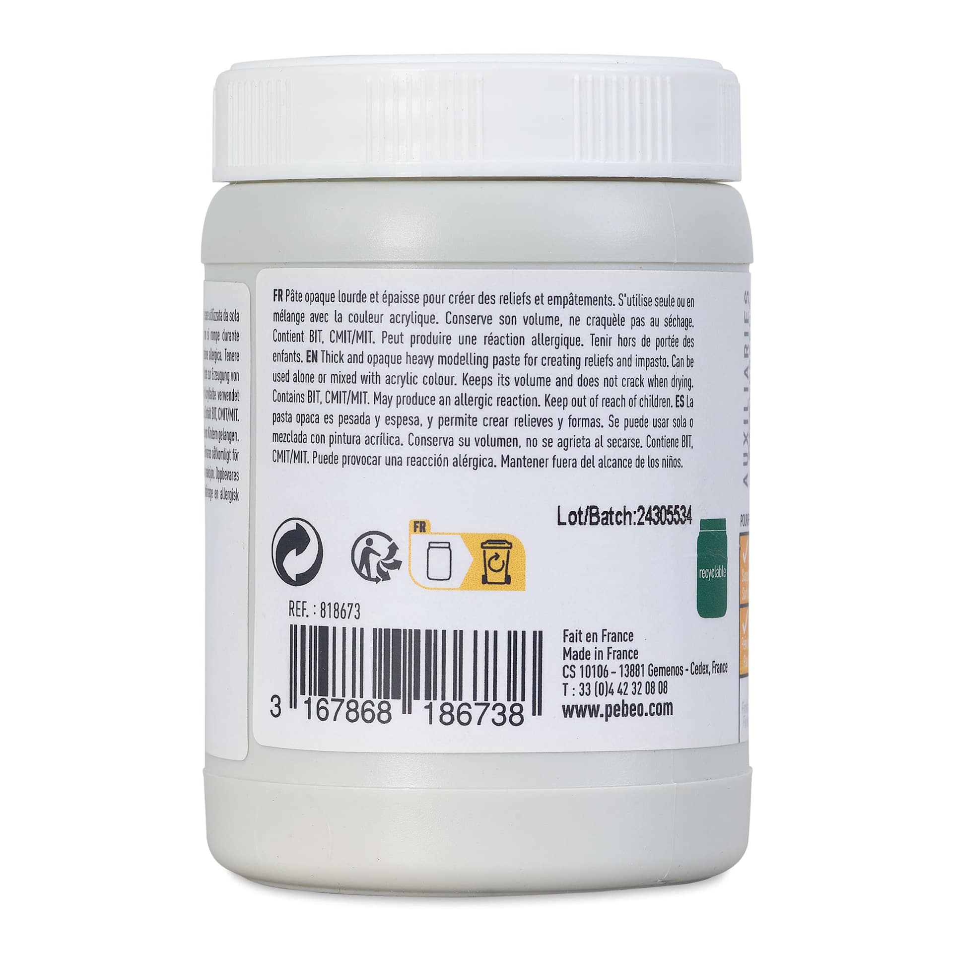 Pebeo Studio Green Modeling Paste - Heavy, 225 ml back