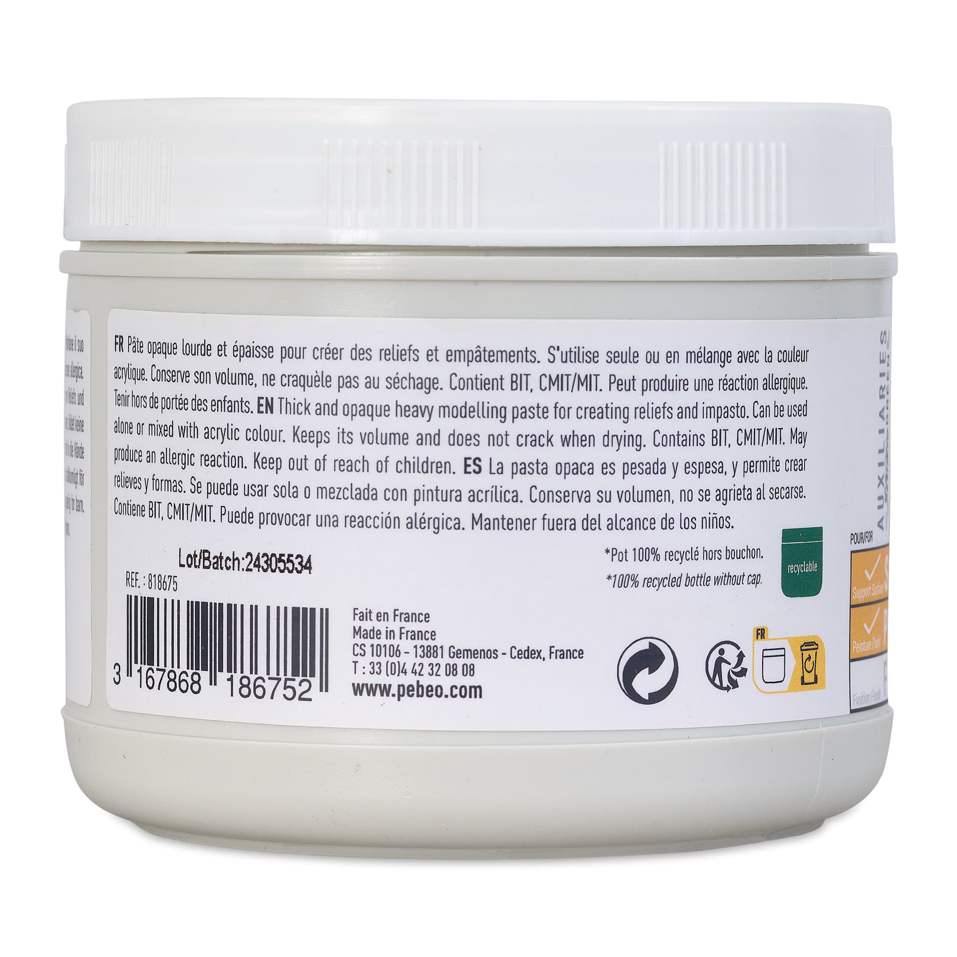 Pebeo Studio Green Modeling Paste - Heavy, 475 ml back