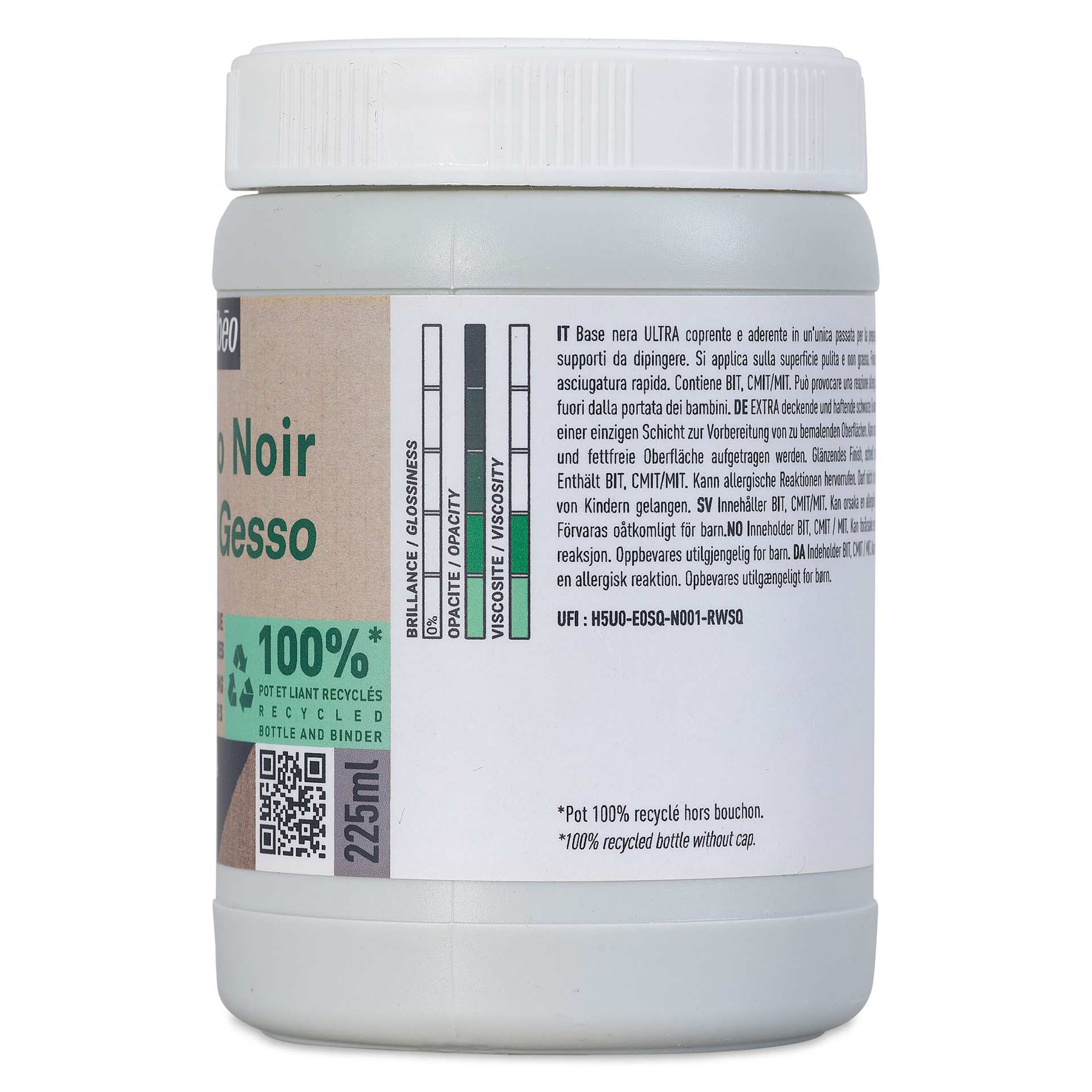 Pebeo Studio Green Gesso - Black, 225 ml side view