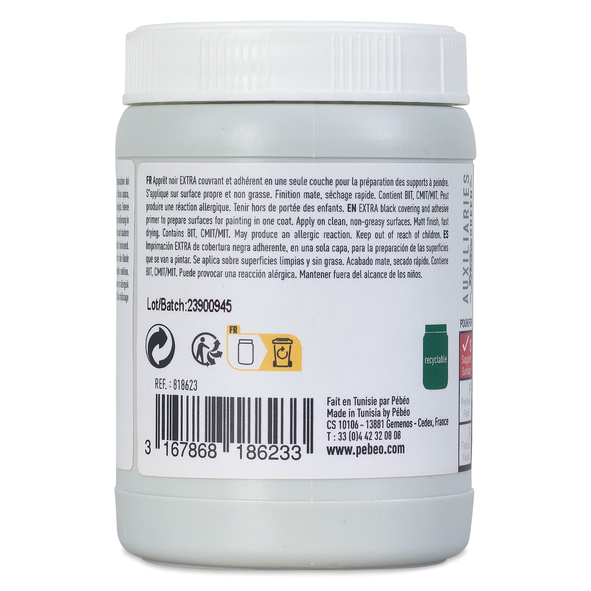 Pebeo Studio Green Gesso - Black, 225 ml back of label