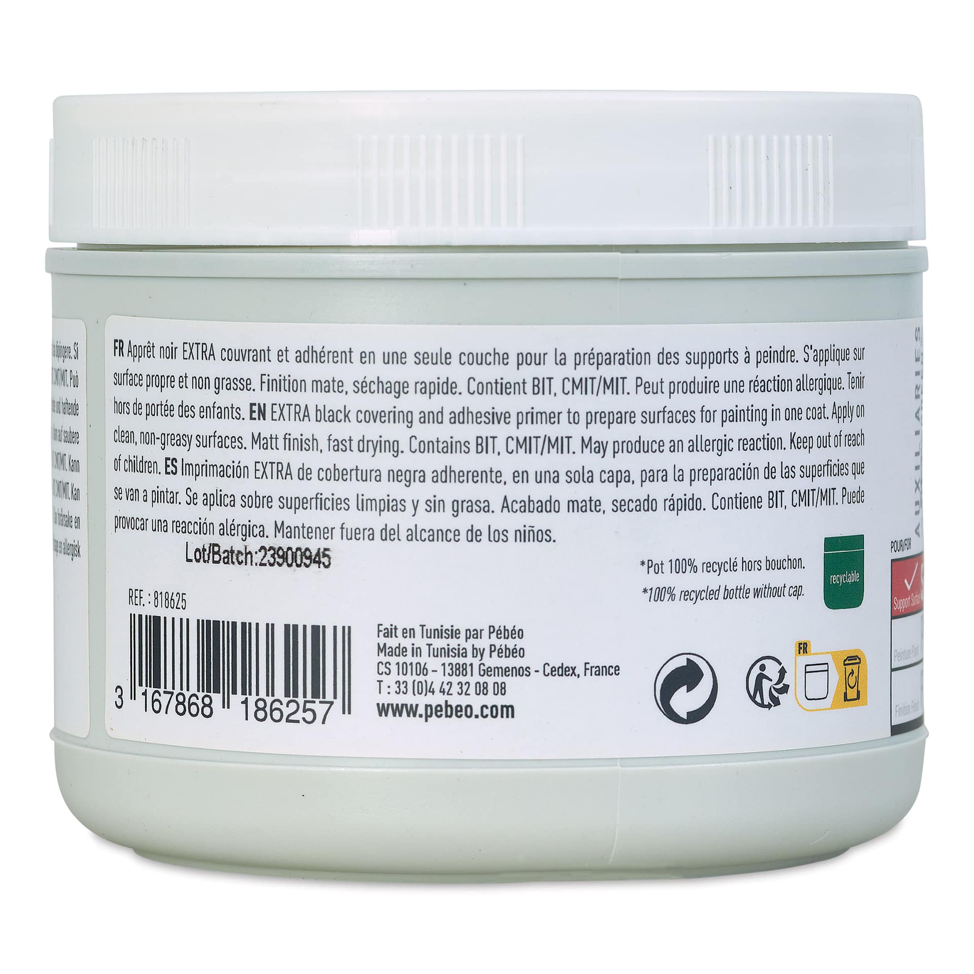 Pebeo Studio Green Gesso - Black, 475 ml back view