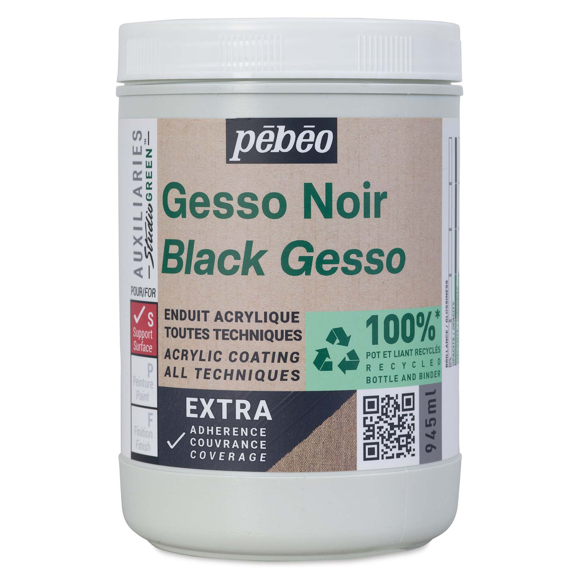 Pebeo Studio Green Gesso - Black, 945 ml