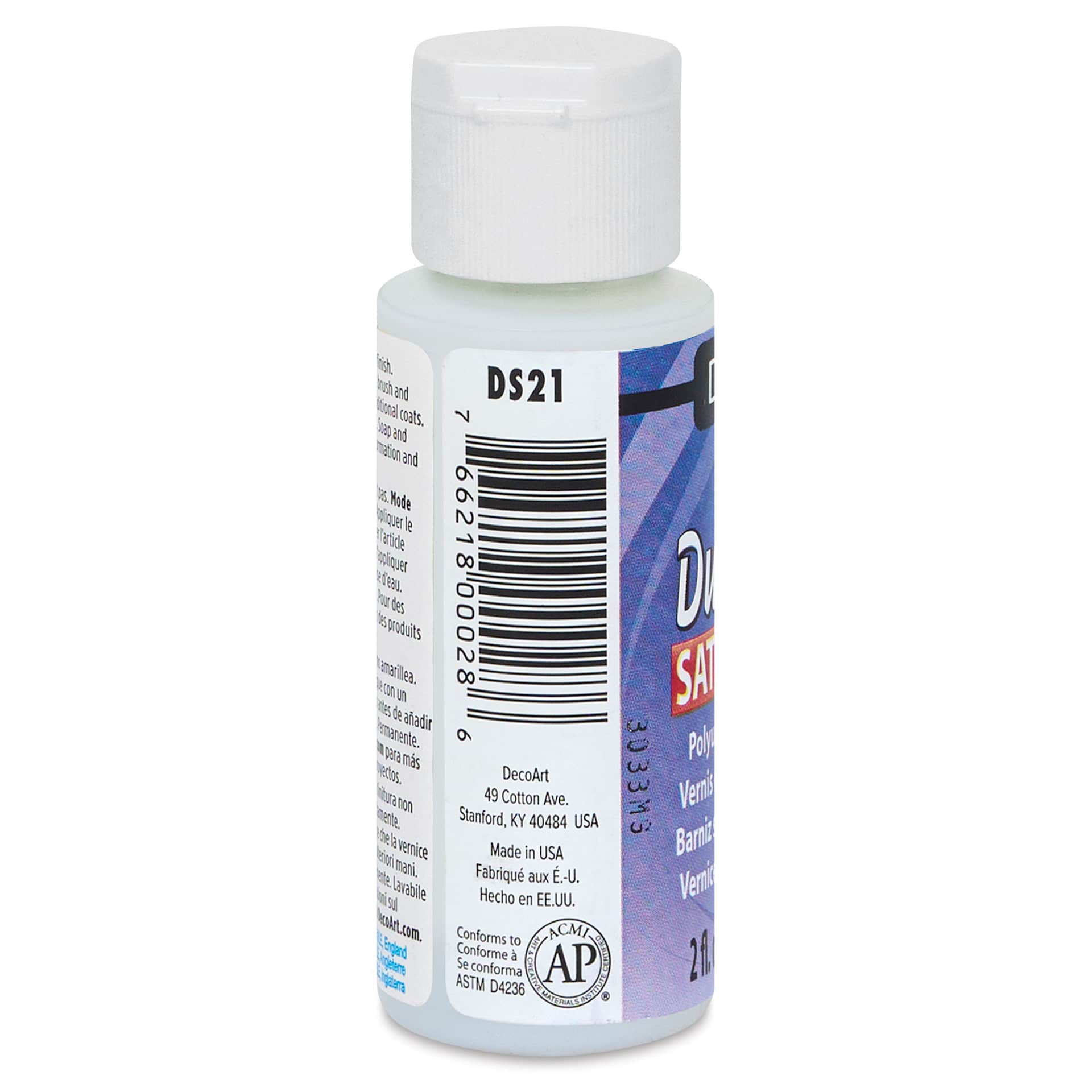 DecoArt Americana DuraClear Varnish - Satin, 2 oz side view