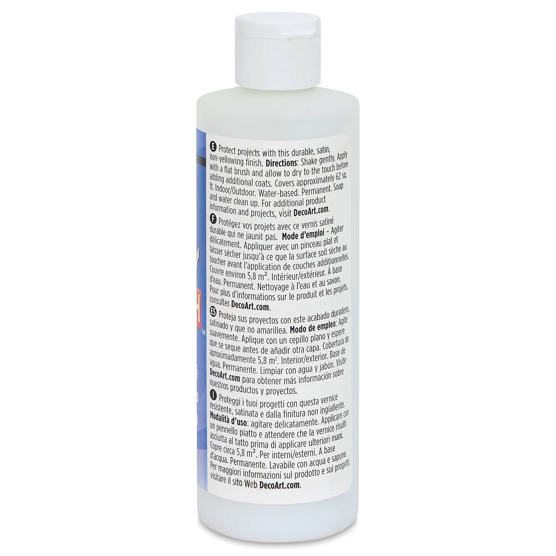 DecoArt Americana DuraClear Varnish - Satin, 8 oz back view