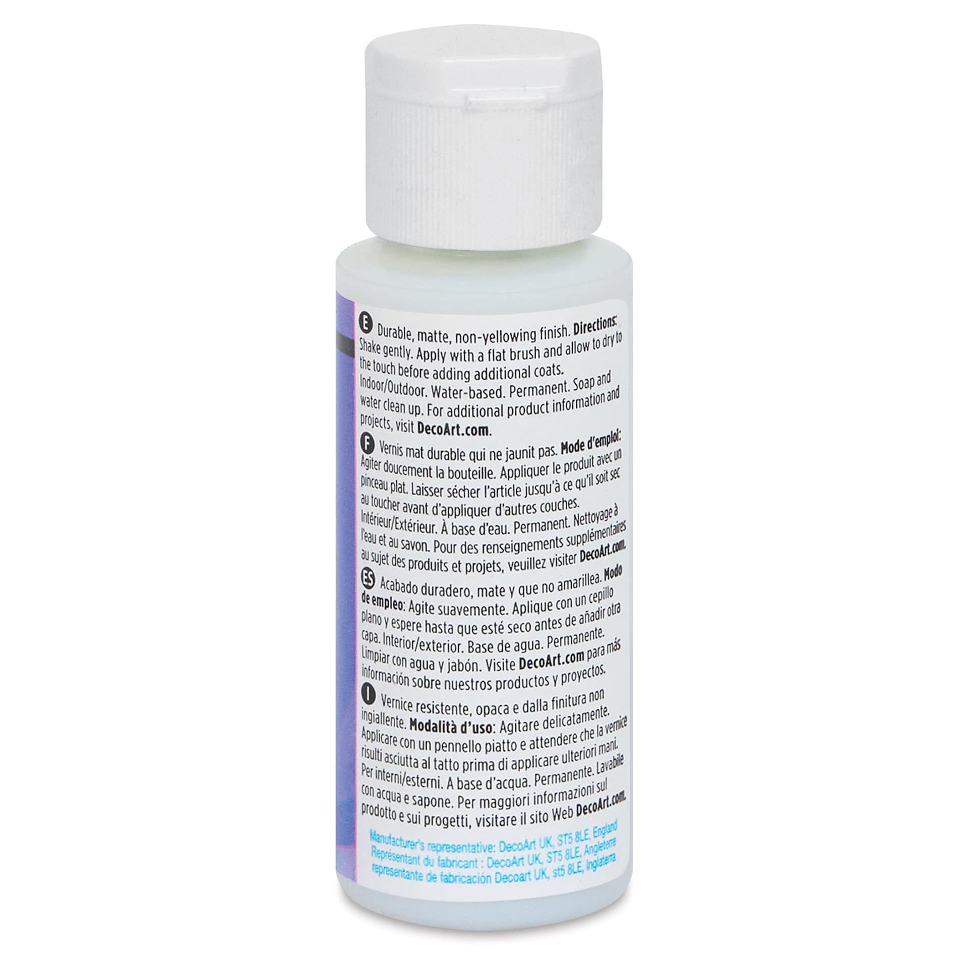DecoArt Americana DuraClear Varnish - Matte, 2 oz back view