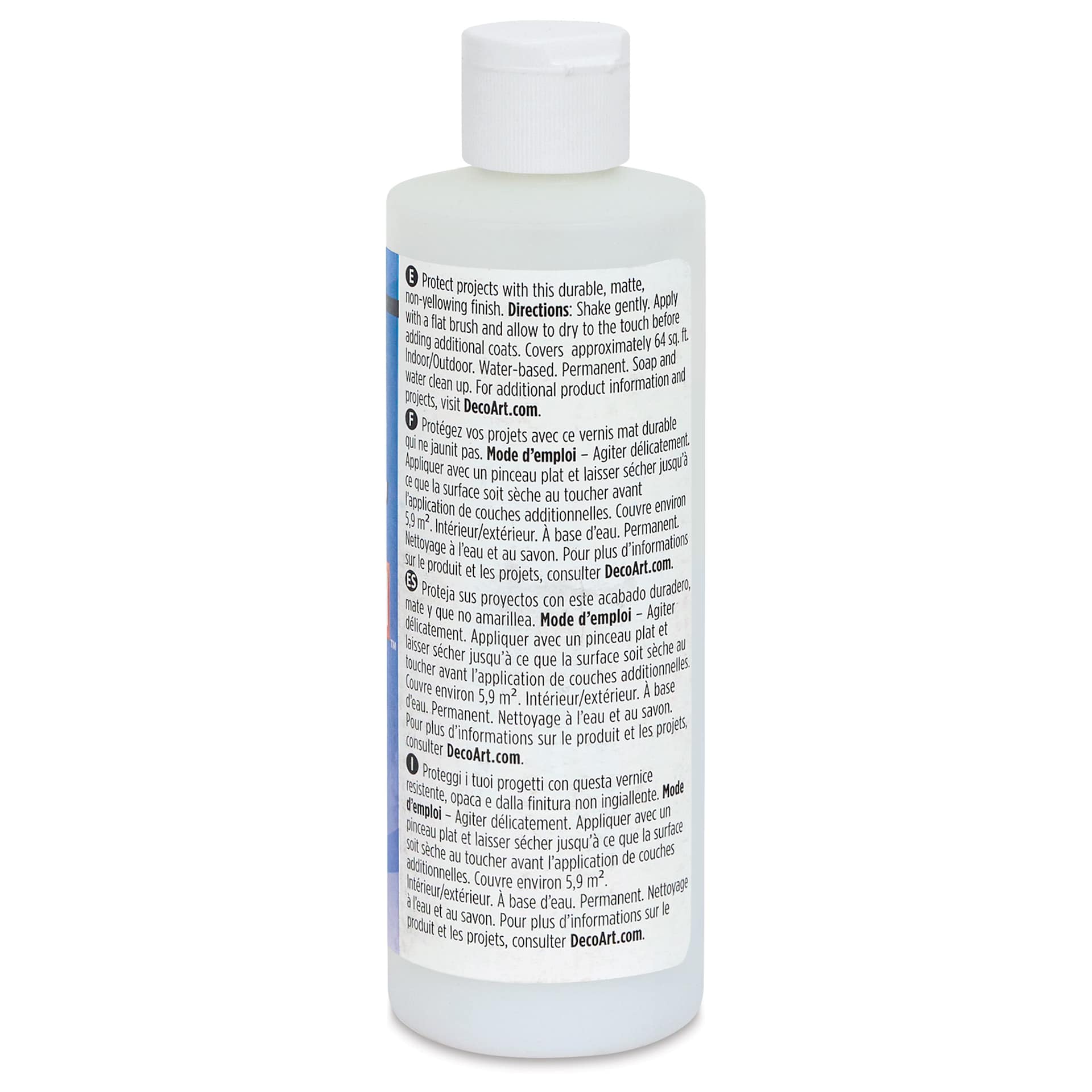 DecoArt Americana DuraClear Varnish - Matte, 8 oz back view