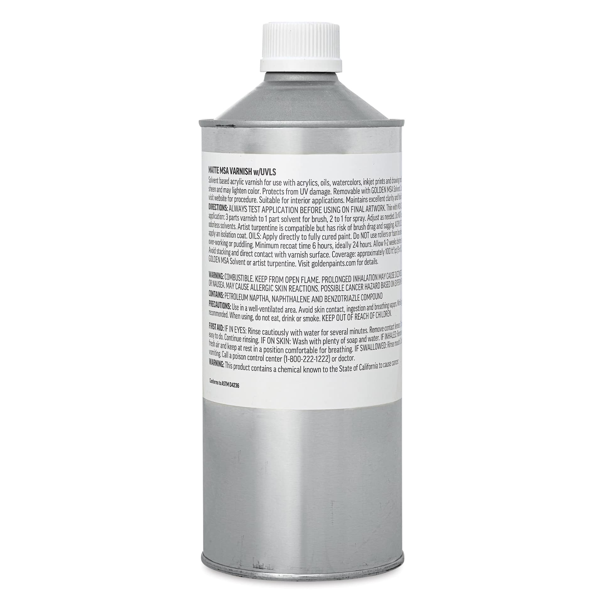 Golden MSA Varnish with UVLS - Matte, 32 oz back of can