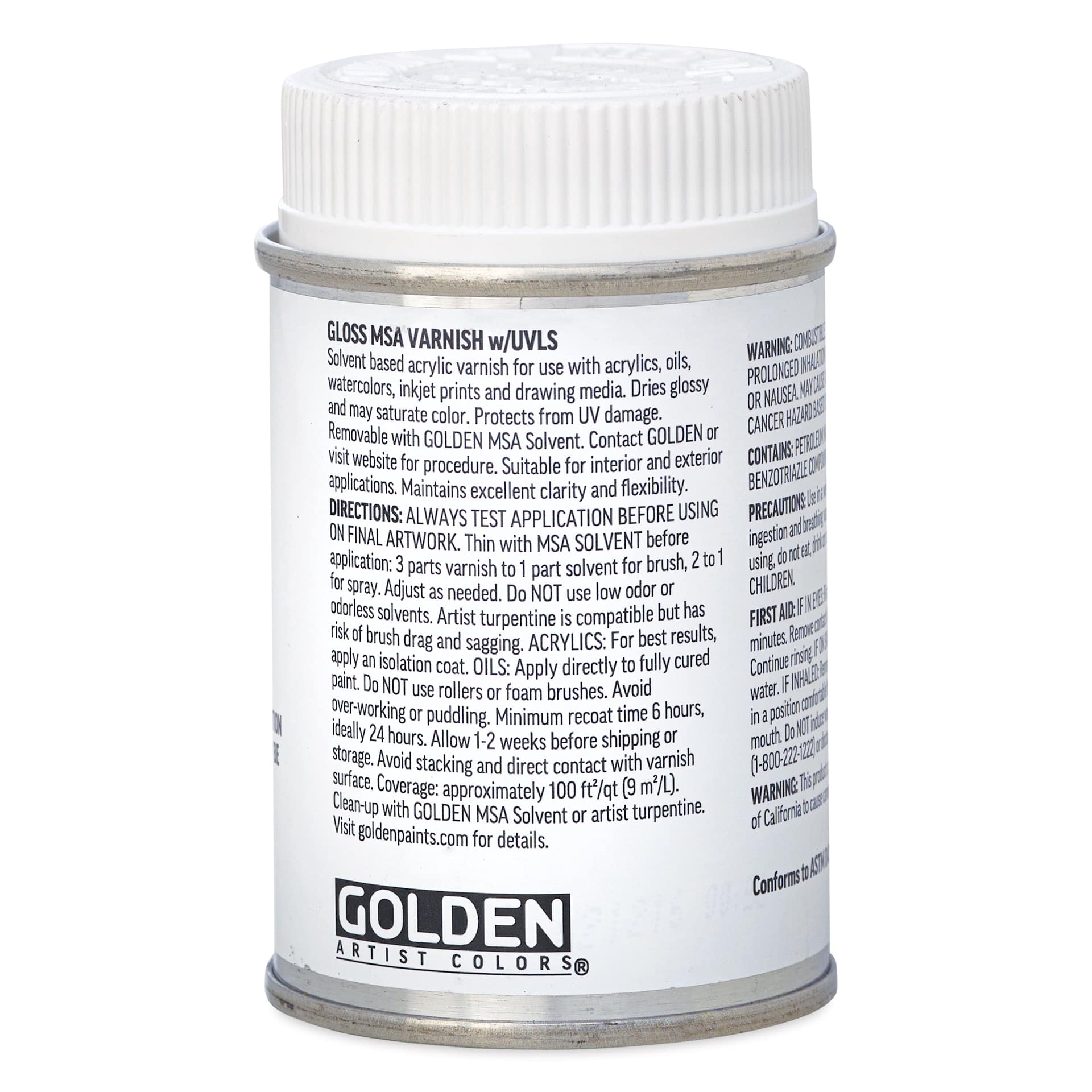 Golden MSA Varnish with UVLS - Gloss, 4 oz side of can