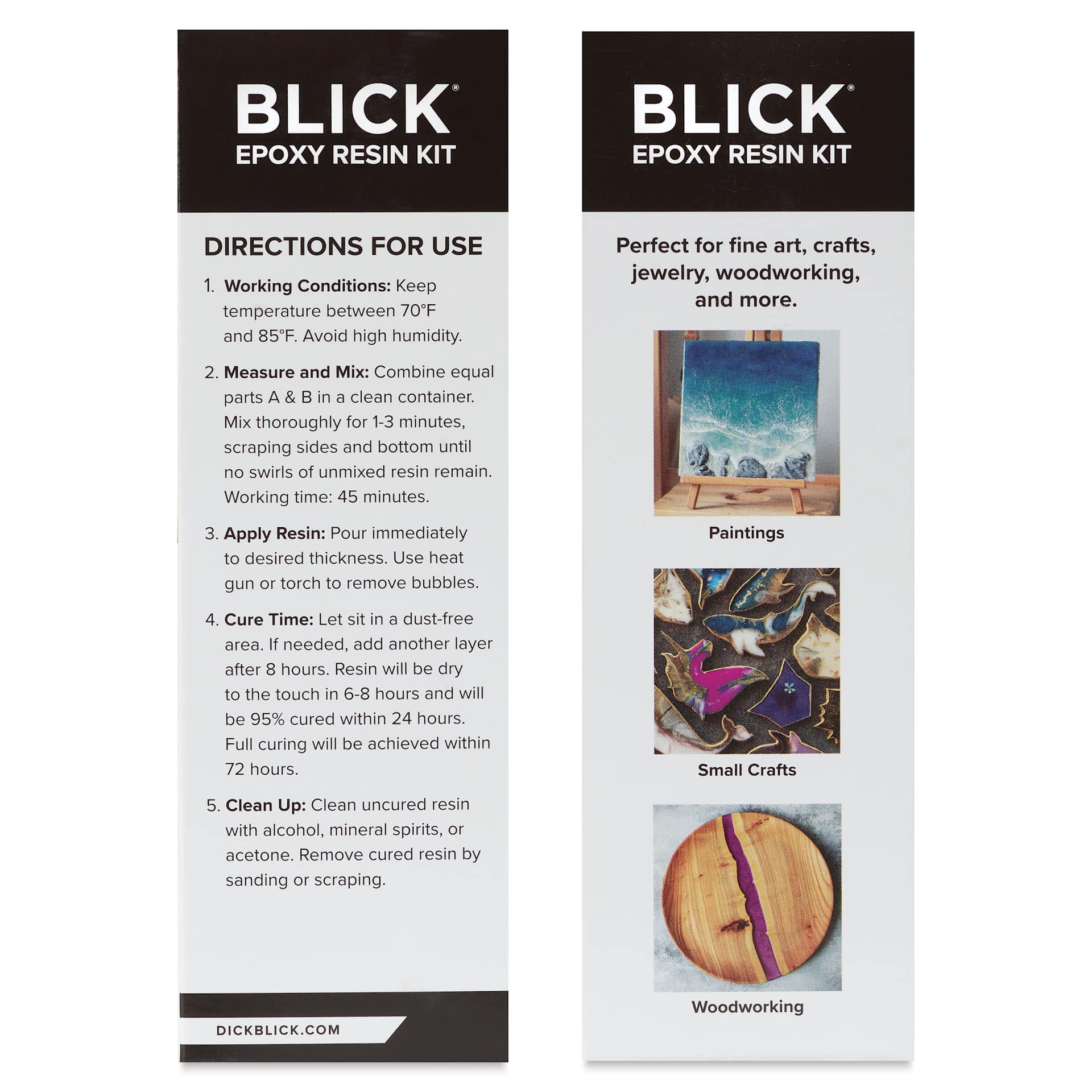 Both sides of the Blick Epoxy Resin Kit - 16 oz box