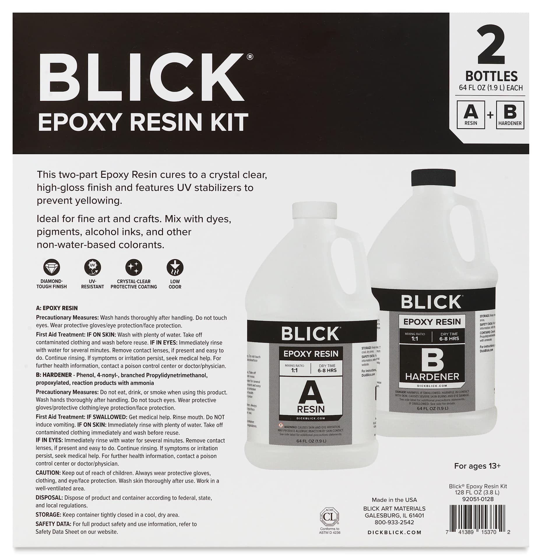 Back of the Blick Epoxy Resin Kit - 128 oz box