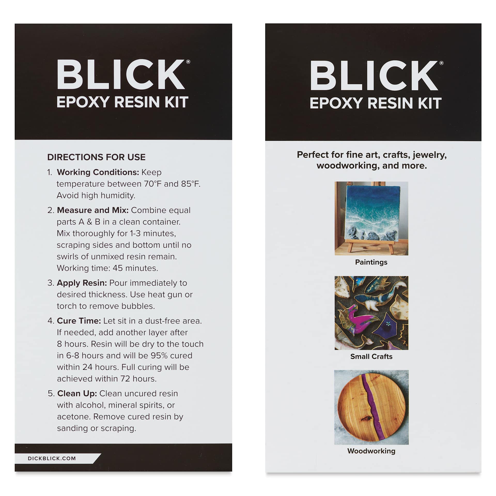 Both sides of the Blick Epoxy Resin Kit - 128 oz box.