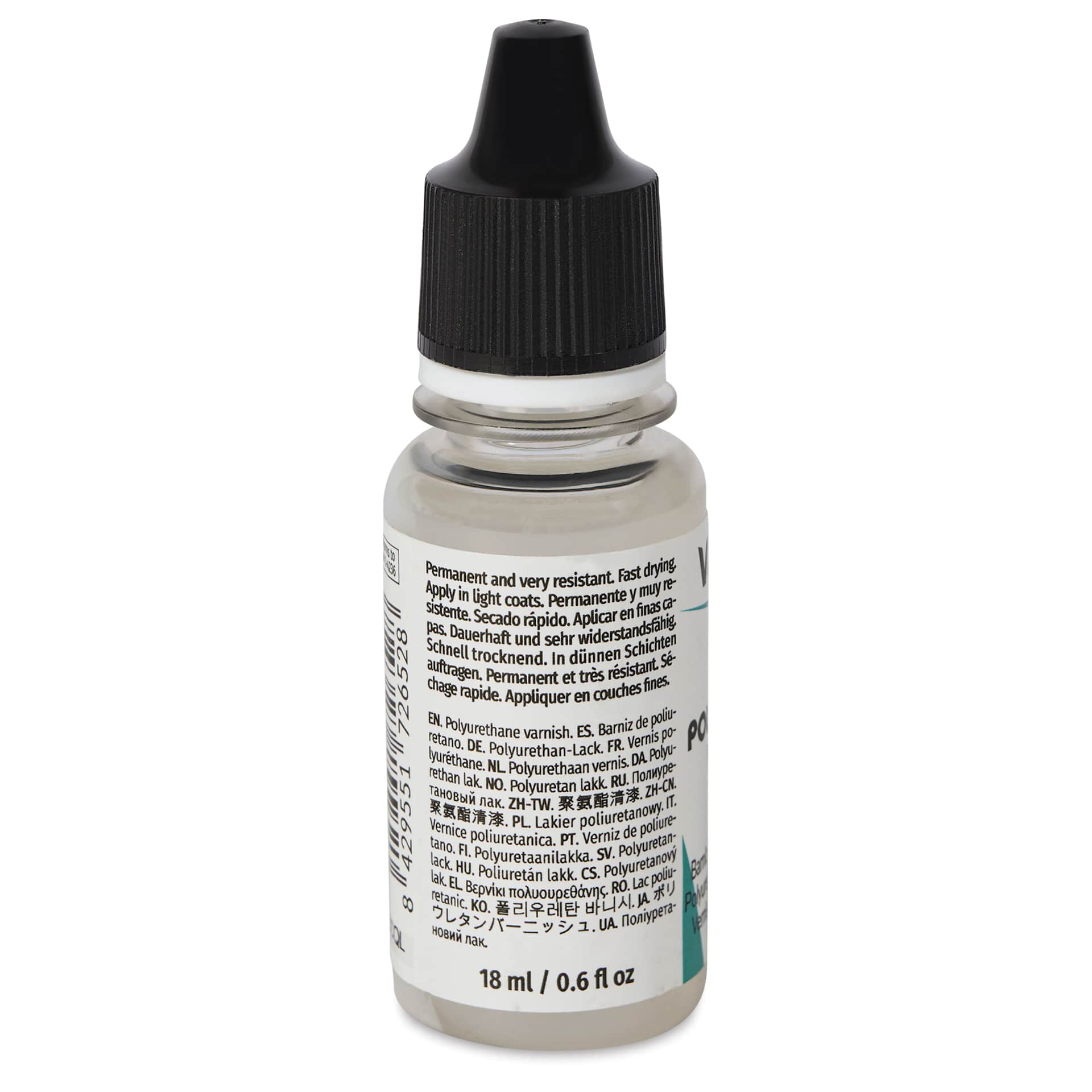 Vallejo Satin Polyurethane Varnish - Satin, 18 ml - back of bottle