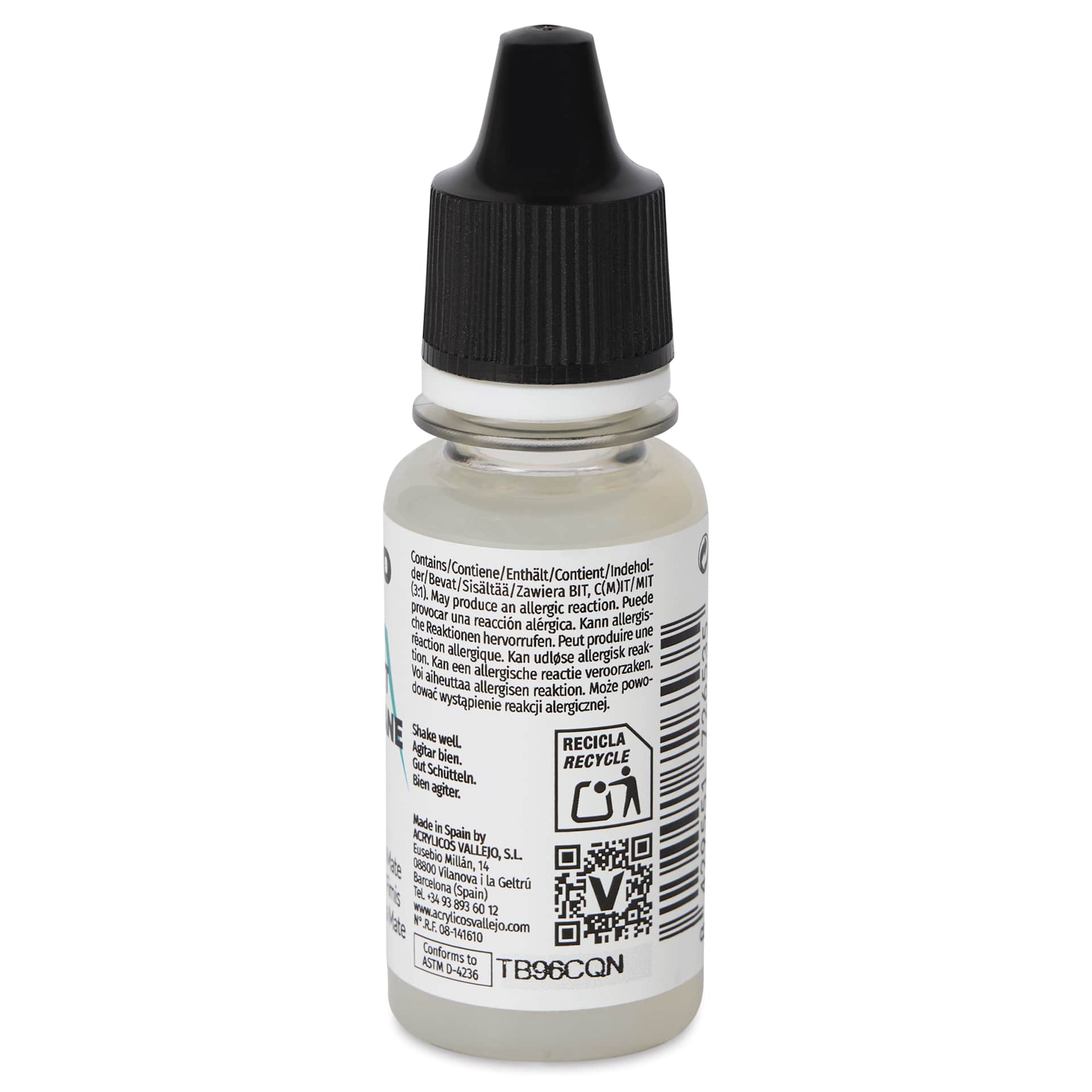 Vallejo Polyurethane Varnish - Ultra Matte, 18 ml - side of bottle