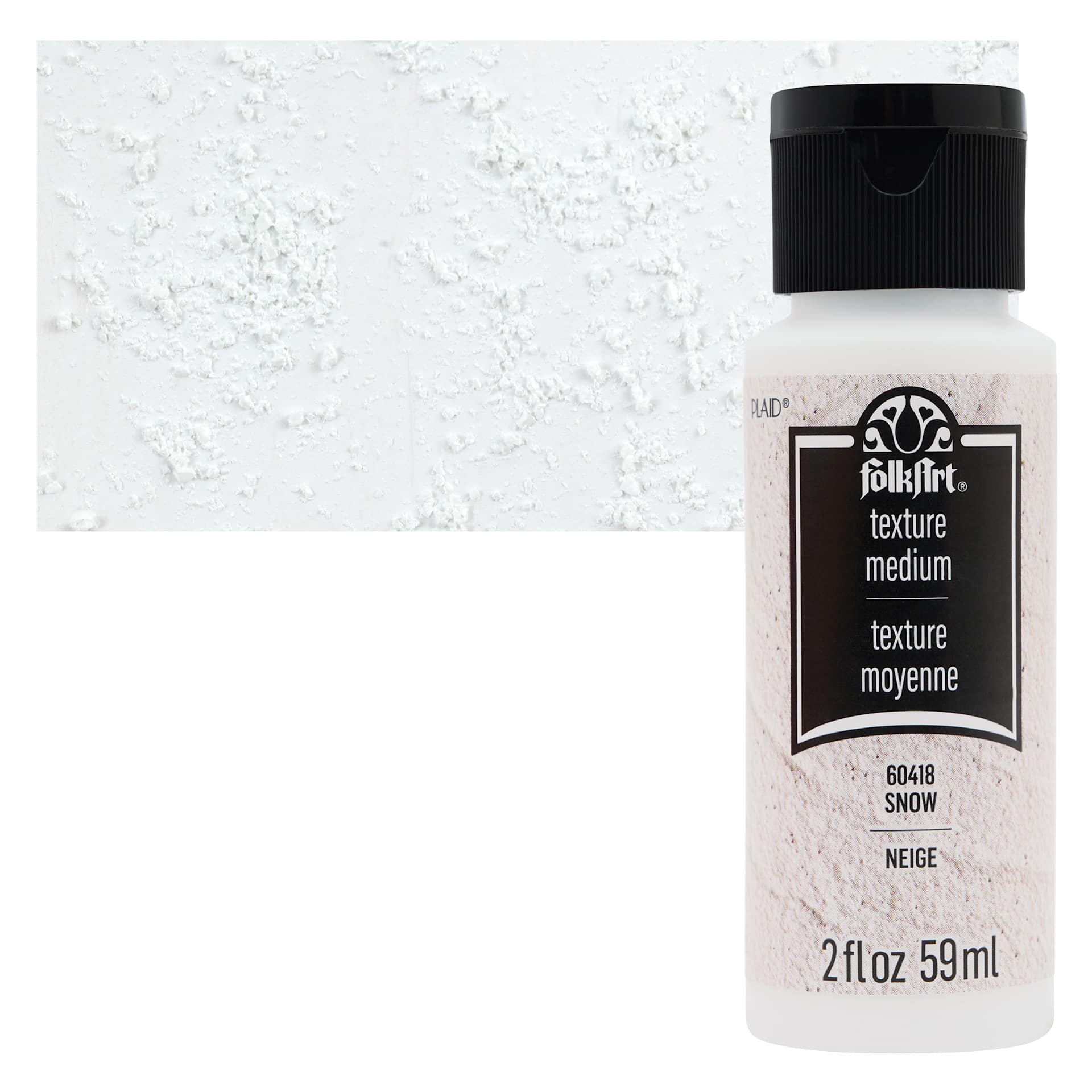 FolkArt Snow Texture Acrylic Medium - 2oz Bottle and swatch