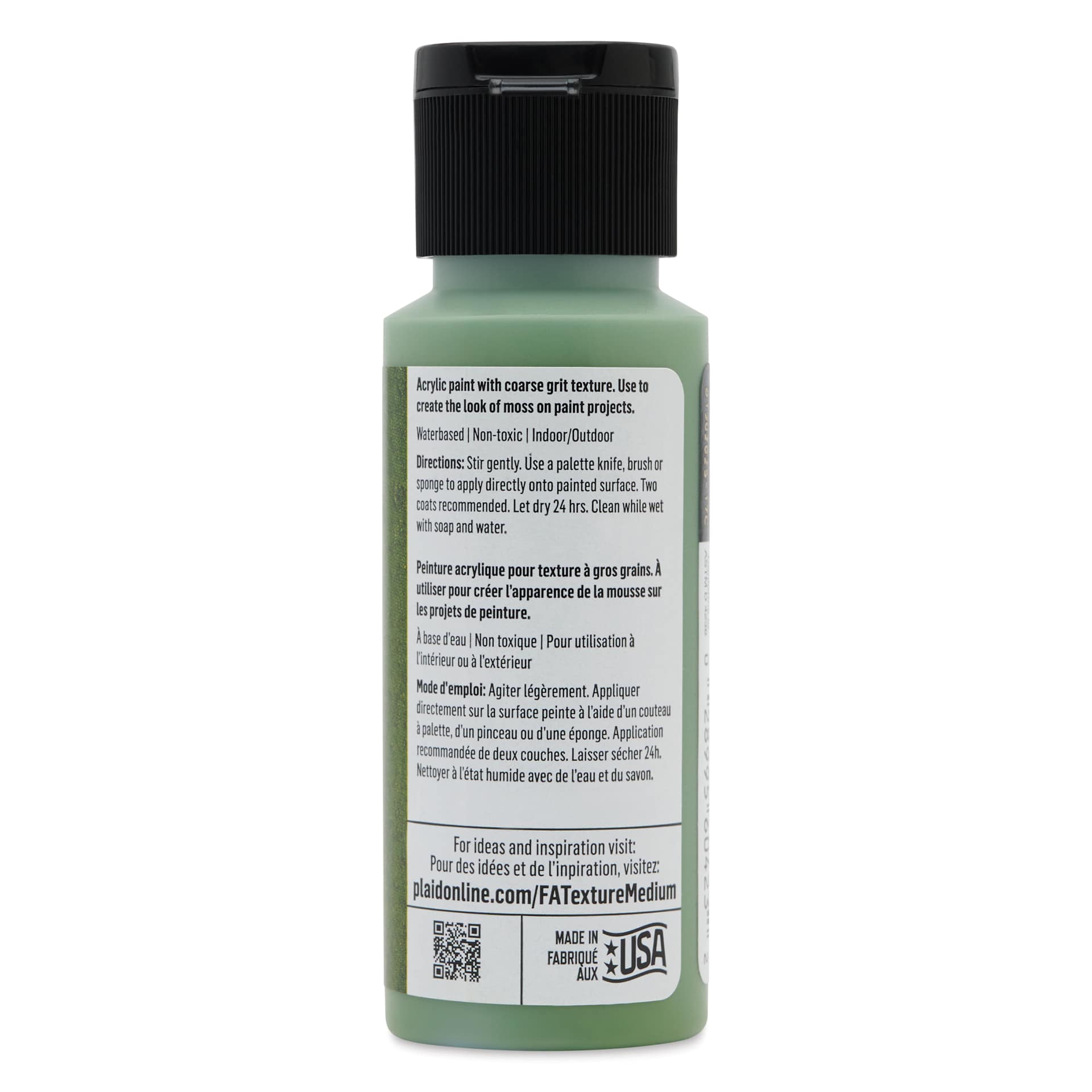 FolkArt Moss Texture Acrylic Medium, 2 oz Bottle back 
