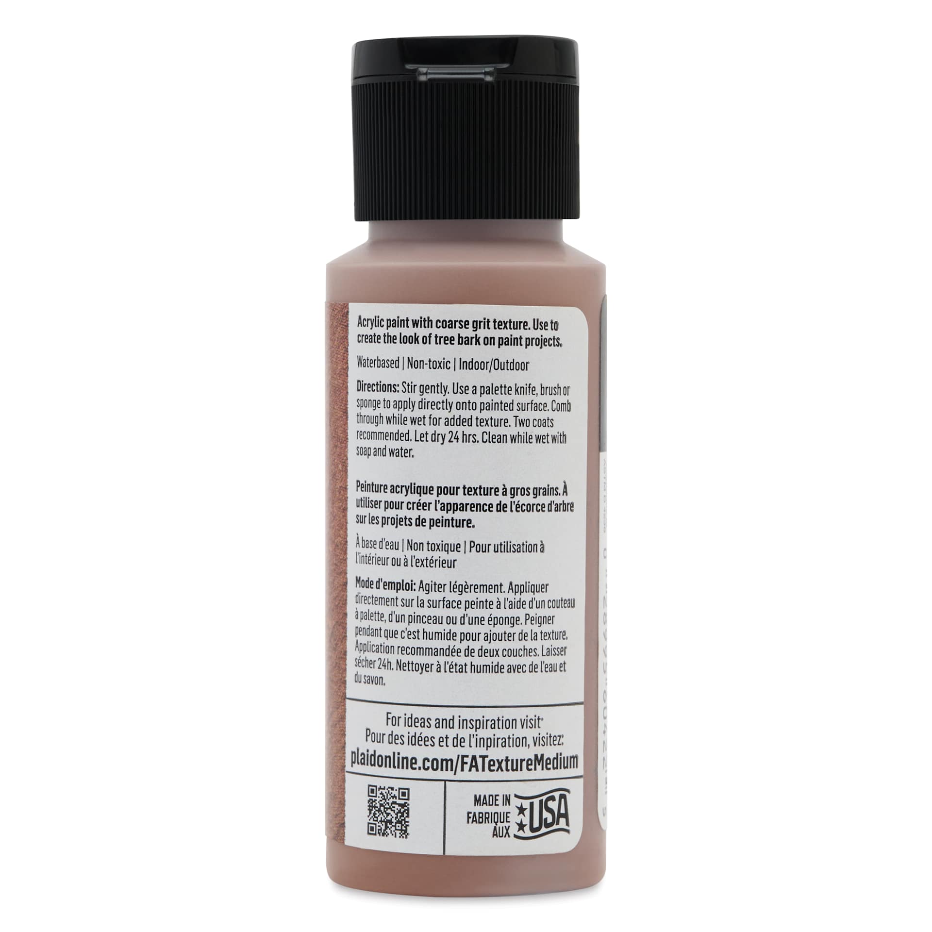 FolkArt Bark Texture Acrylic Medium, 2 oz Bottle back