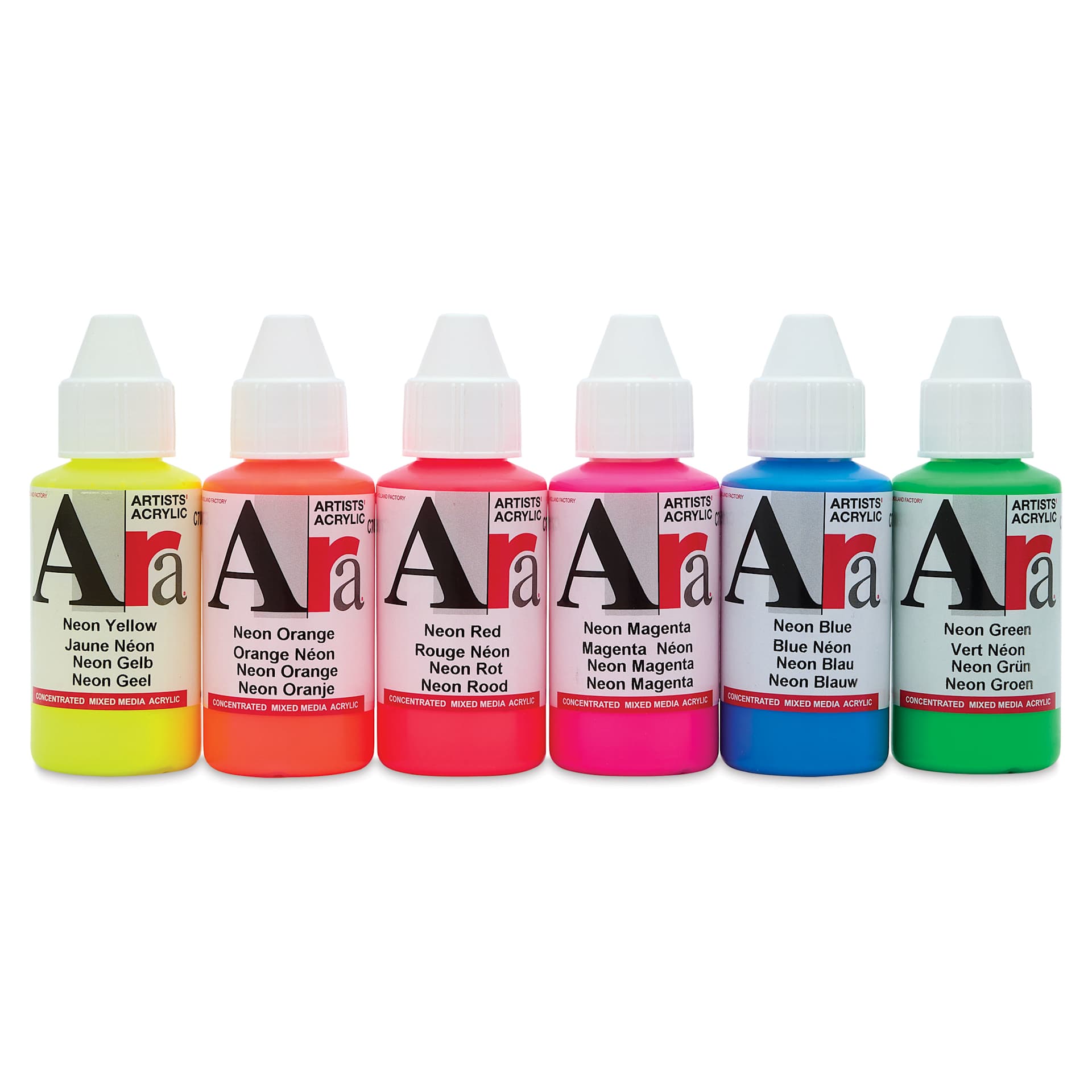Ara Artists’ Acrylic Paints - Set of 6, Neon Colors, 100 ml