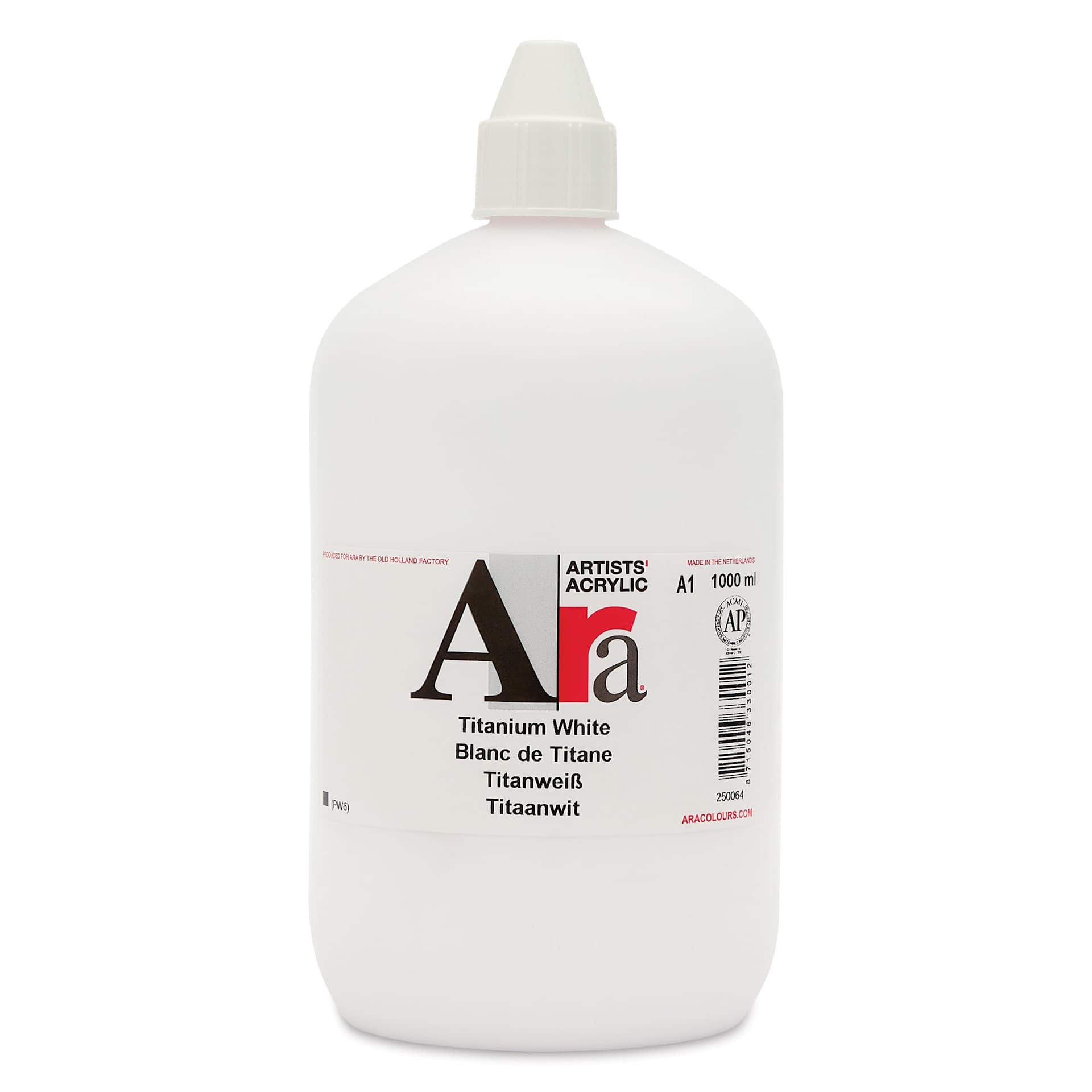 Ara Artists’ Acrylic Paint - Titanium White, 1000 ml bottle