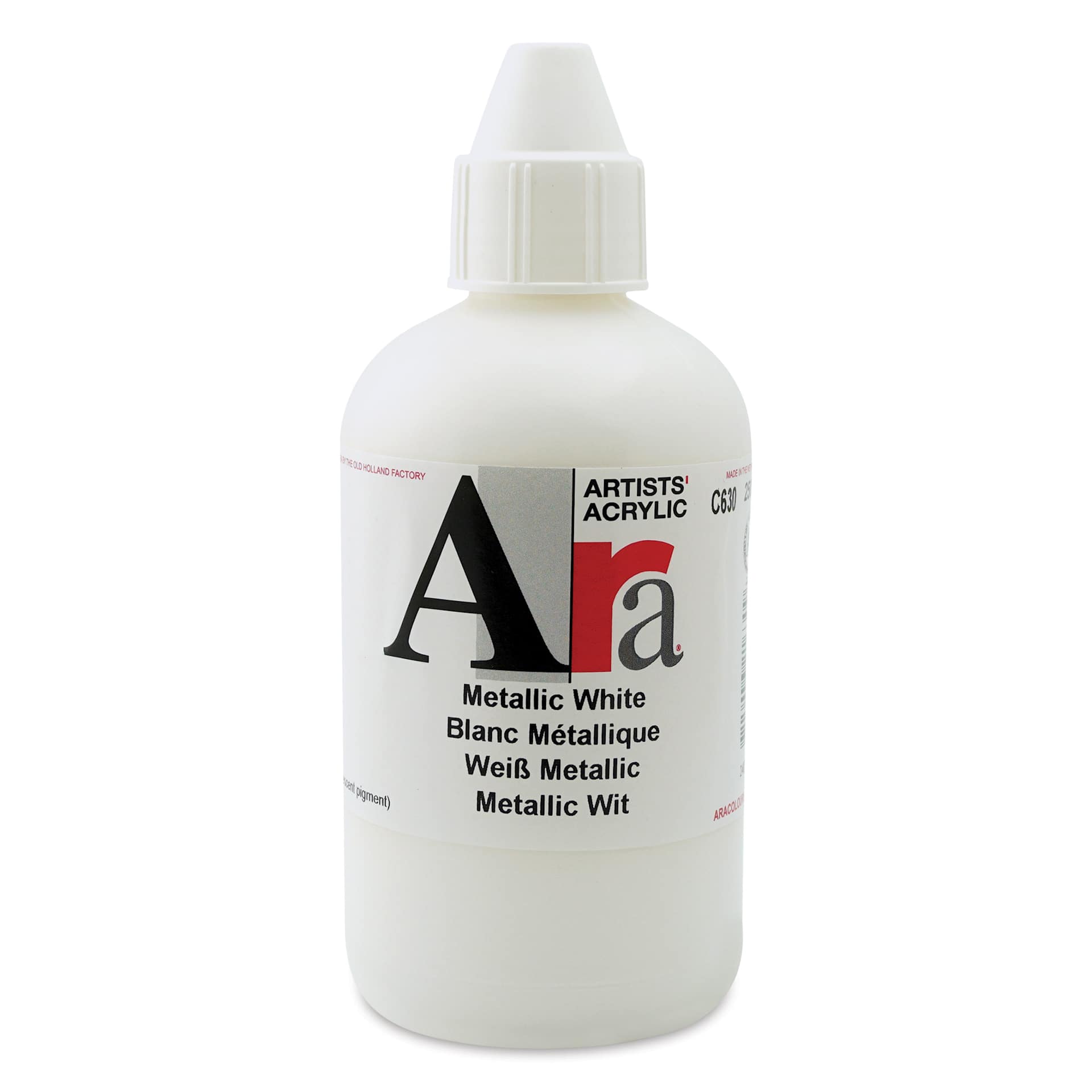 Ara Artists’ Acrylic Paint - Metallic White, 250 ml