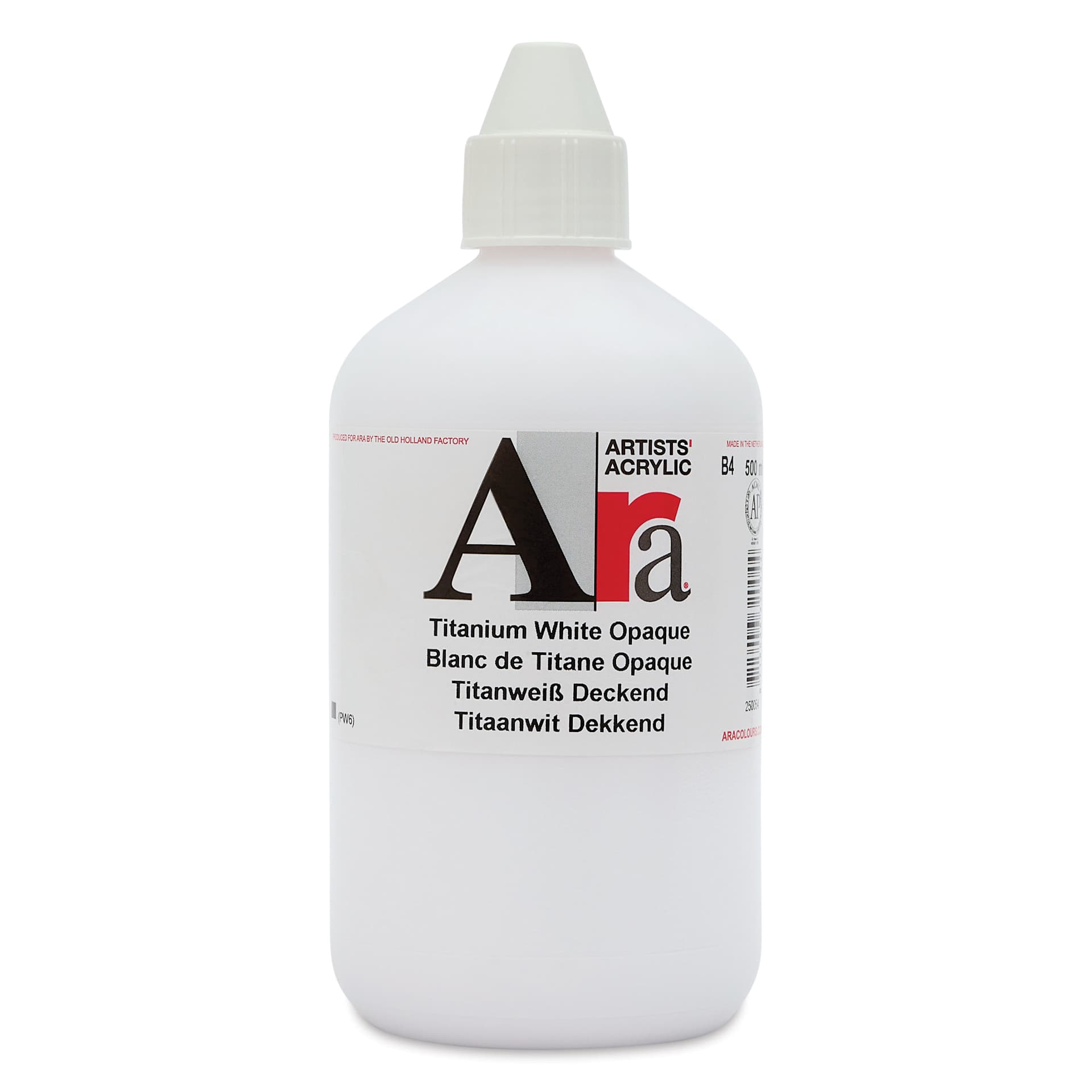 Ara Artists’ Acrylic Paint - Opaque Titanium White, 500 ml bottle