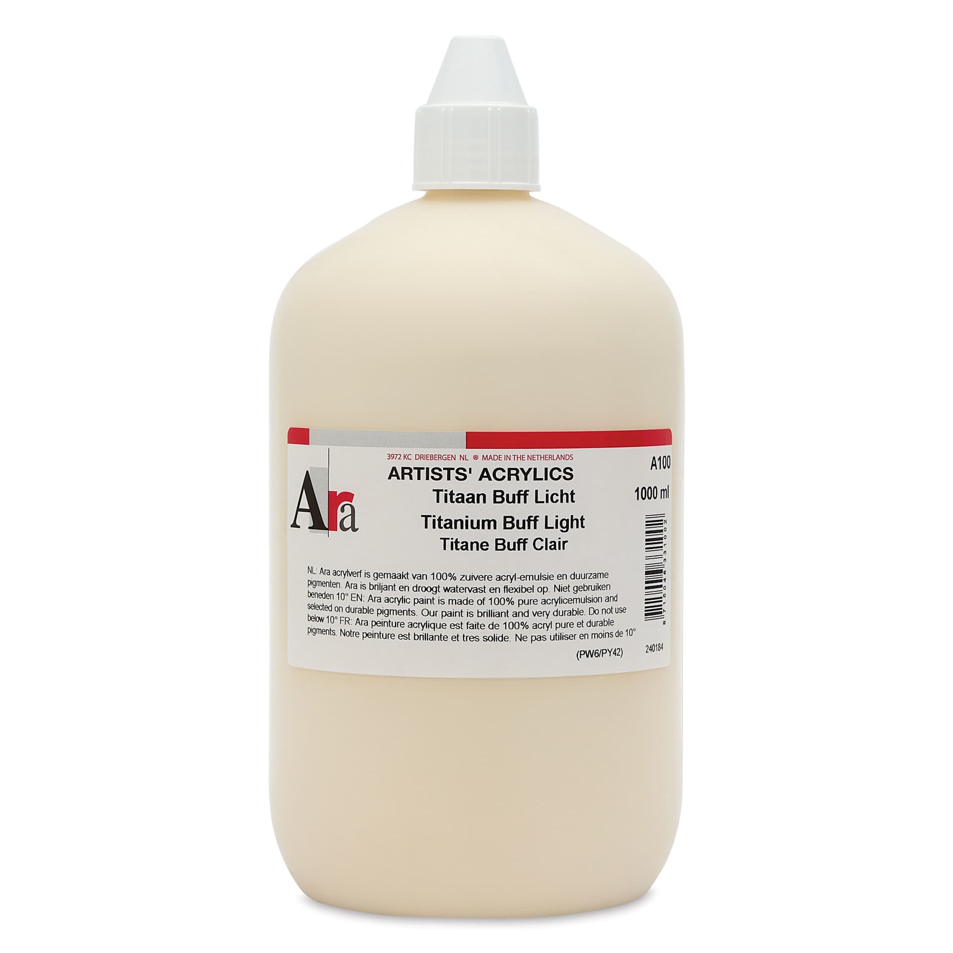 Ara Artists’ Acrylic Paint - Titanium Buff Light, 1000 ml bottle