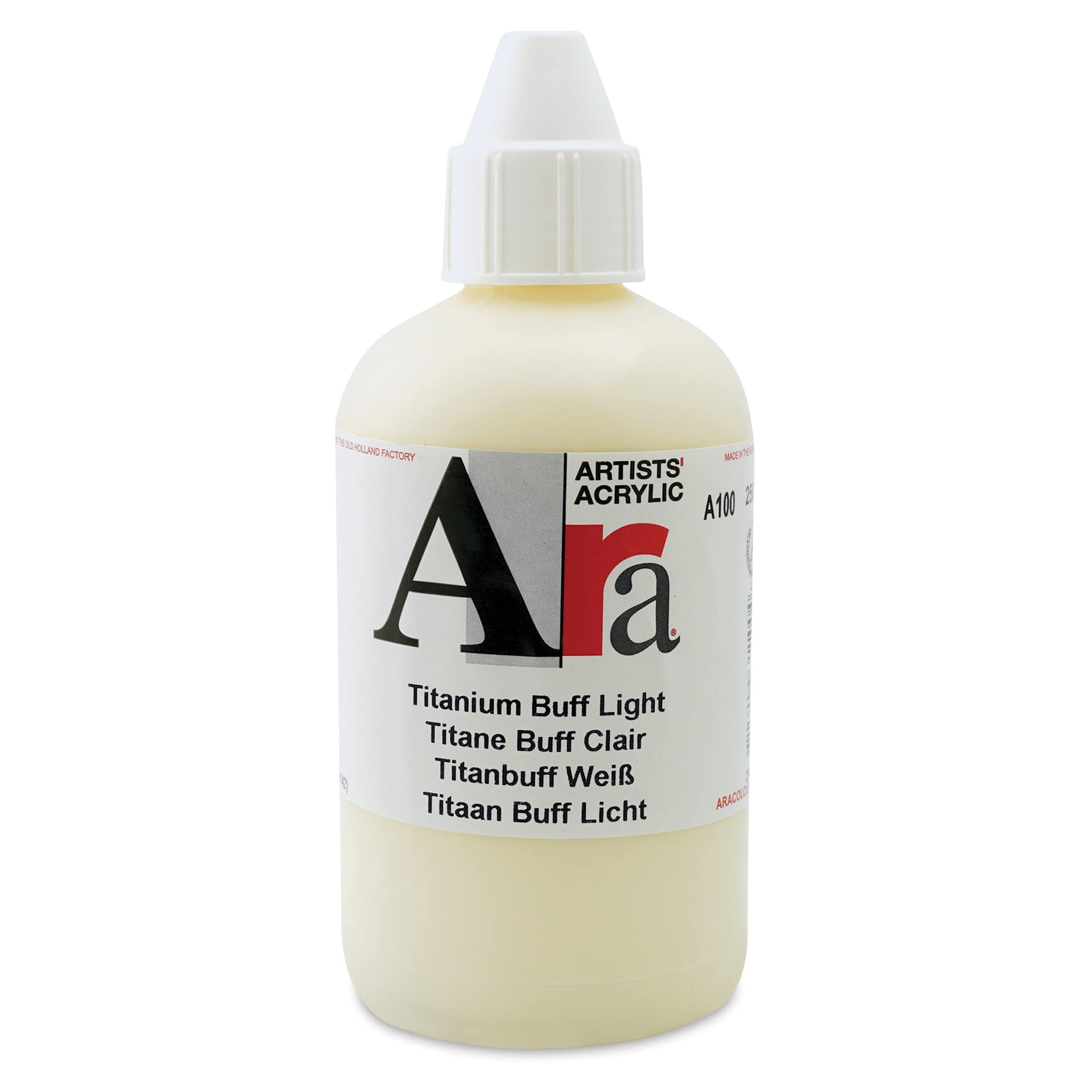 Ara Artists’ Acrylic Paint - Titanium Buff Light, 250 ml bottle