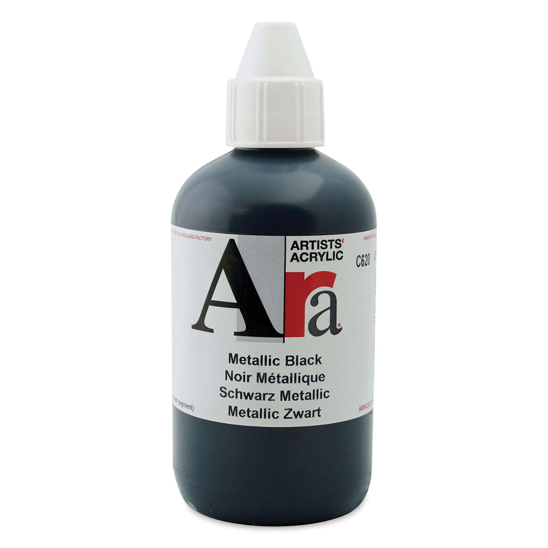 Ara Artists’ Acrylic Paint - Metallic Black, 250 ml