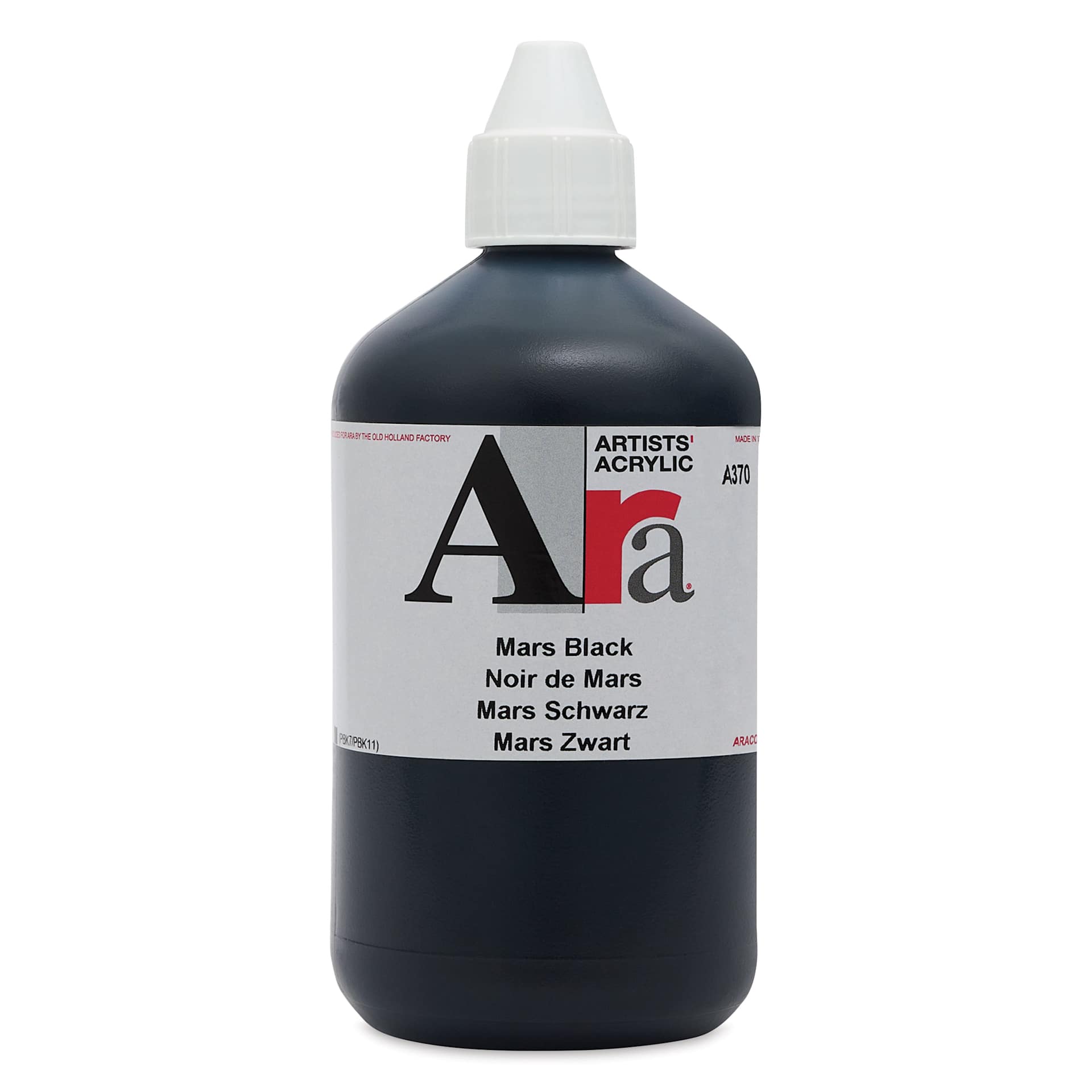 Ara Artists’ Acrylic Paint - Mars Black, 500 ml